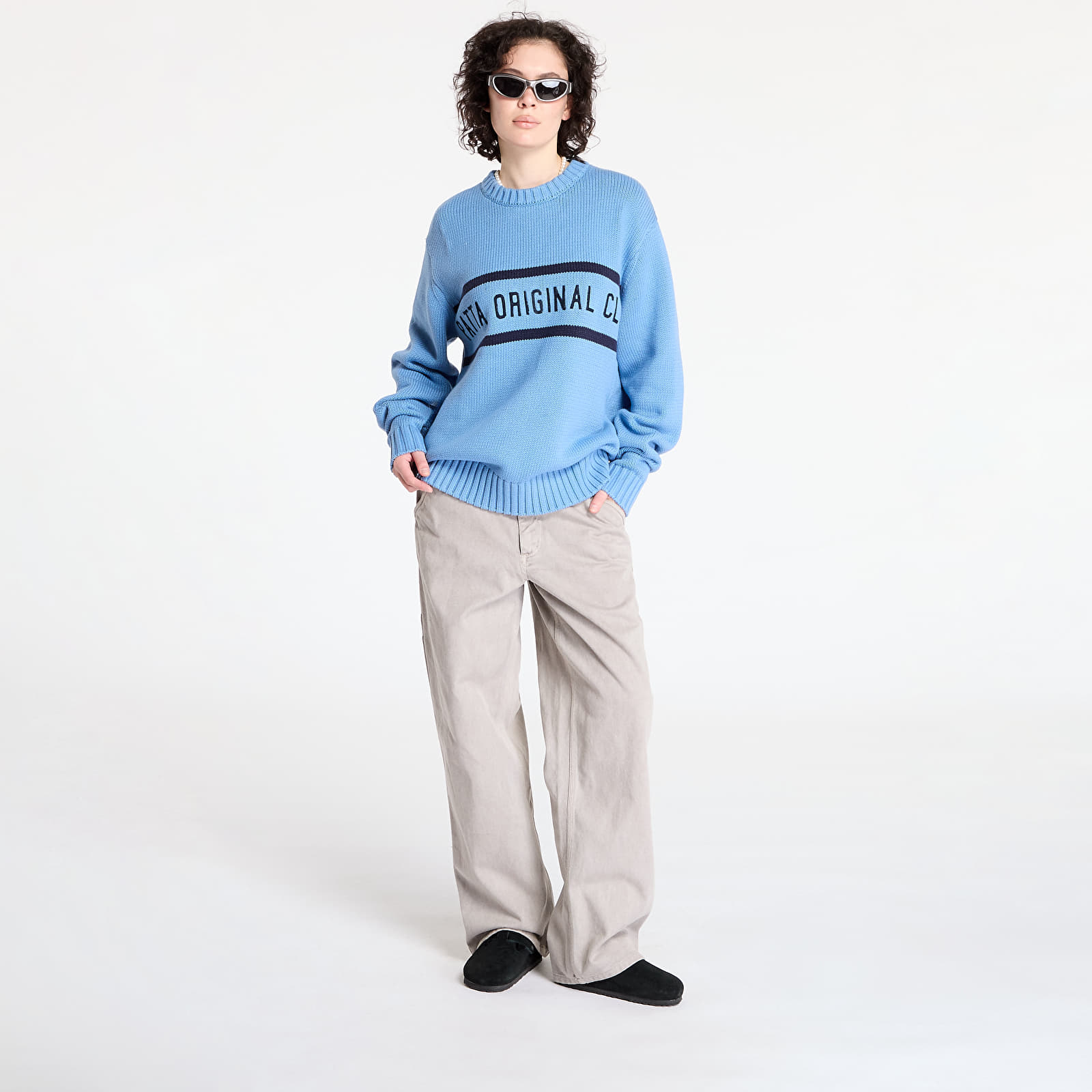 Pulóverek Patta Original Clothing Knitted Jumper UNISEX Dusty Blue