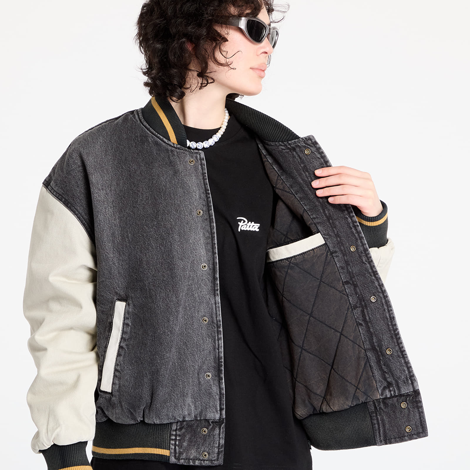 Bombery Patta Homerun Denim Varsity Jacket UNISEX Black