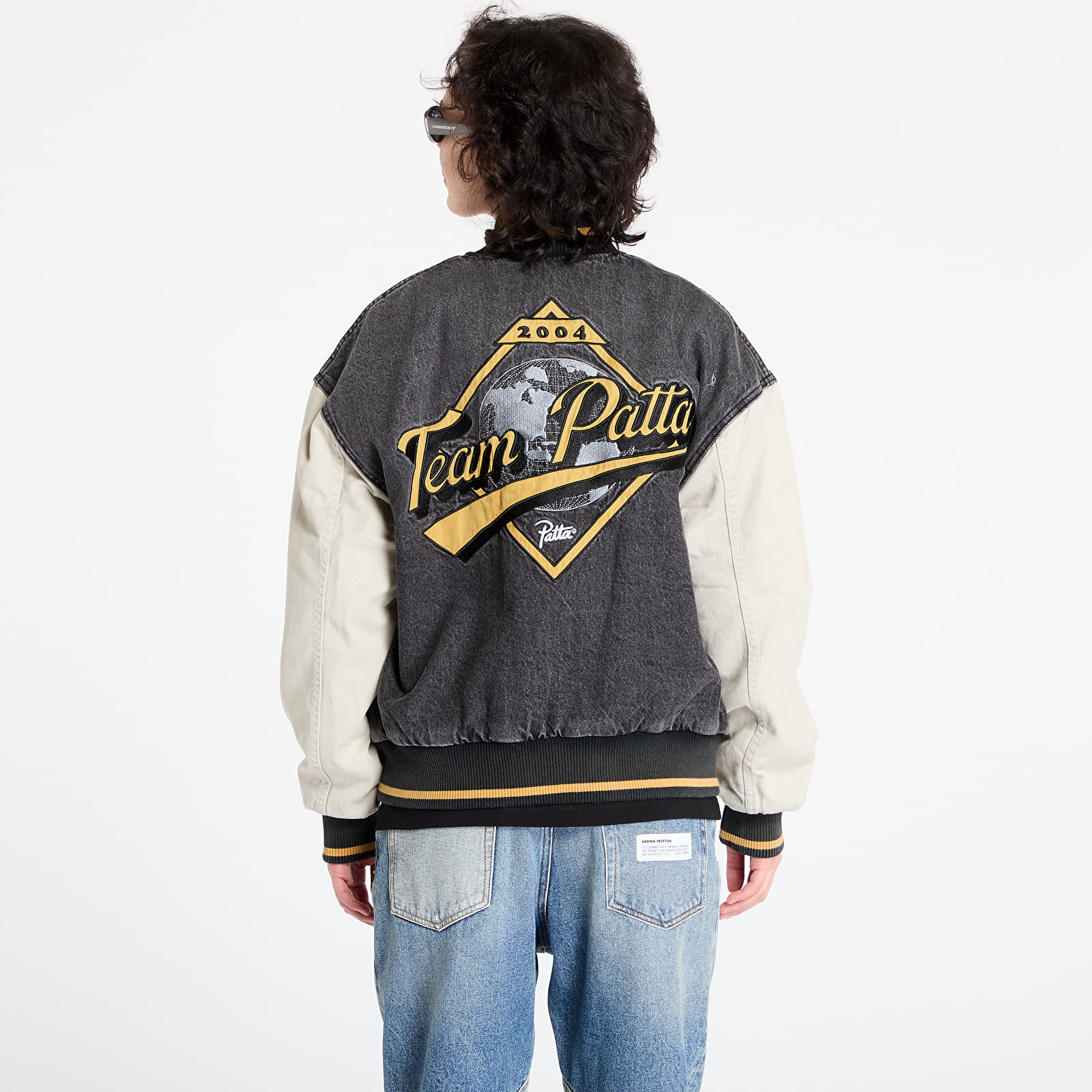 Bombery Patta Homerun Denim Varsity Jacket UNISEX Black