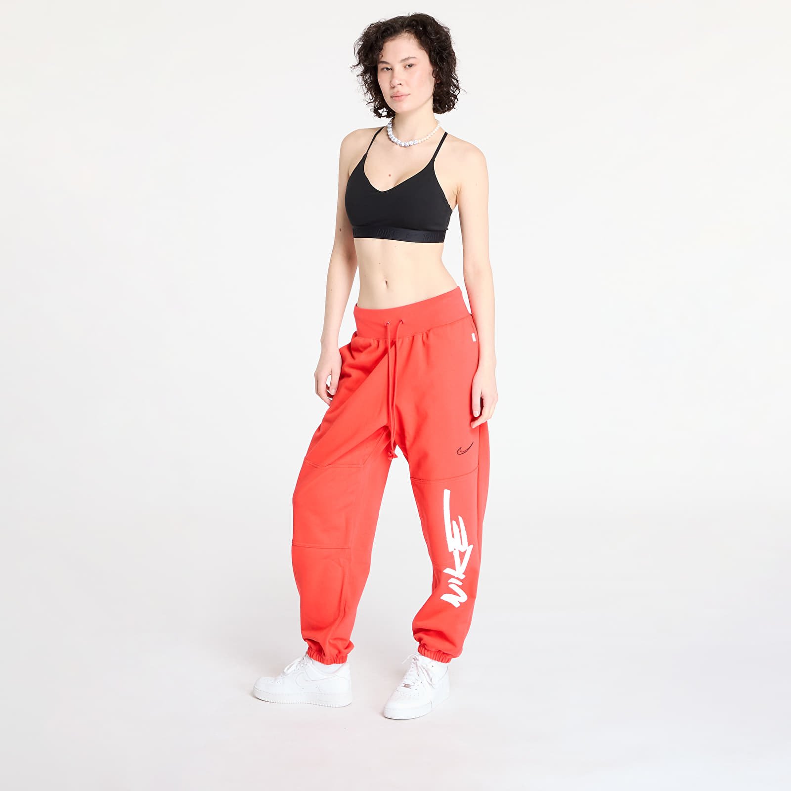 Jogger Pants Nike Sportswear Breaking Mid-Rise Oversized French Terry Pants Light Crimson