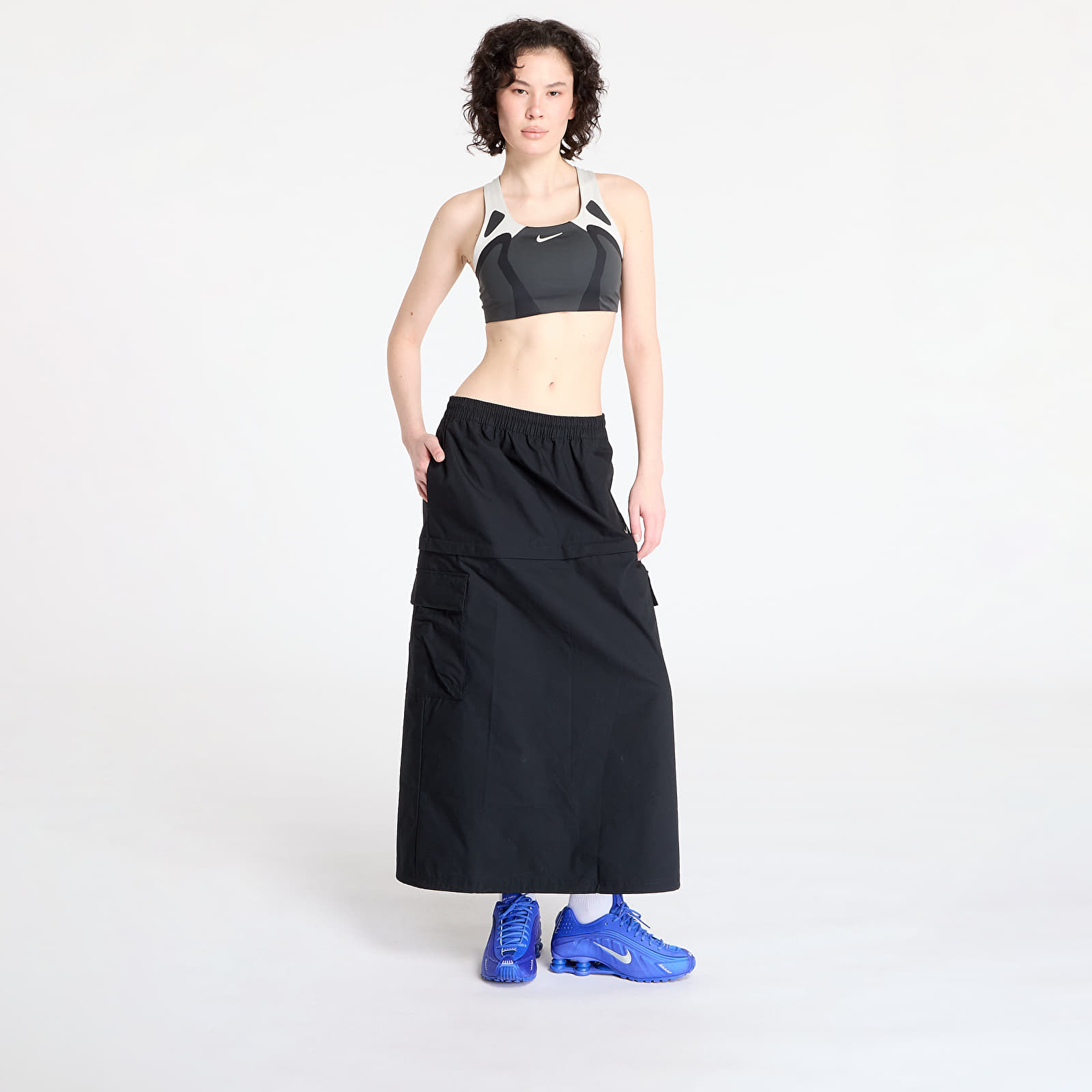 Röcke Nike Sportswear Essential Women's Mid-Rise Woven Cargo Midi Skirt Black/ White