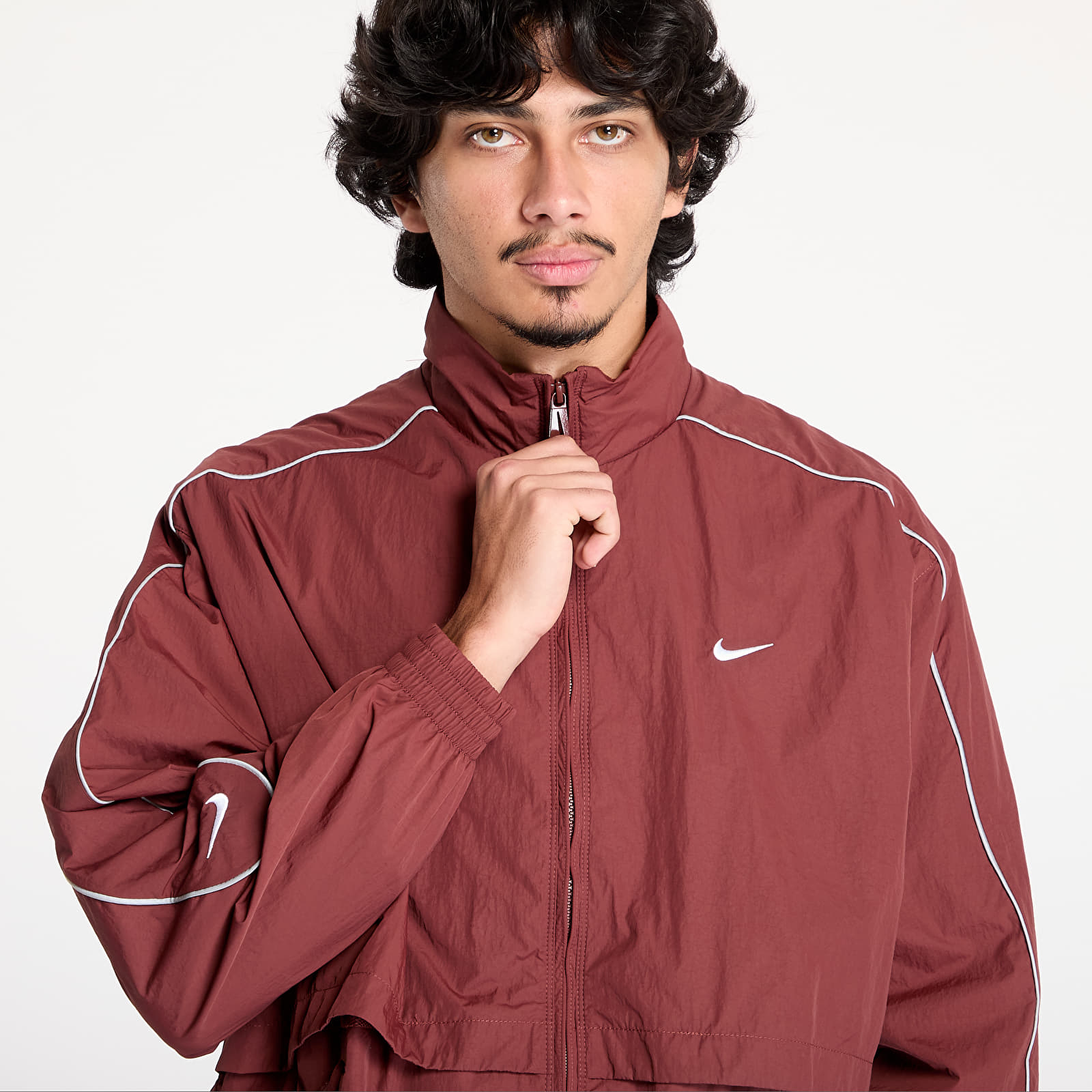 Coach Jackets Nike Sportswear Solo Swoosh Men's Woven Track Jacket Dark Pony/ White