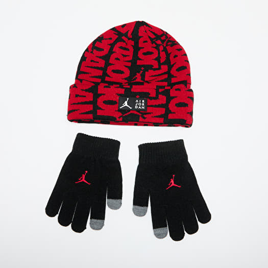 Boné Jordan Aj Aop Beanie Set Black/ Gym Red