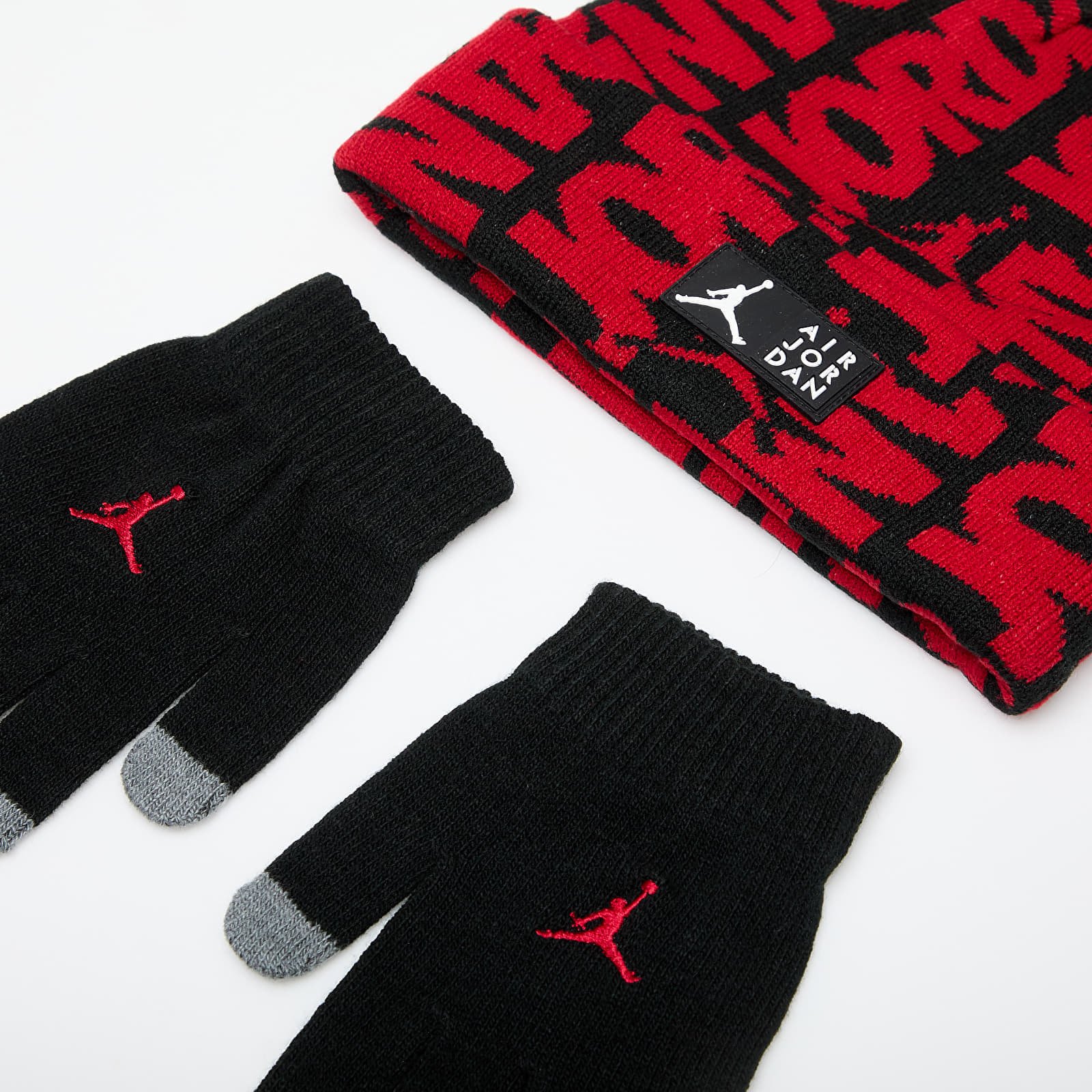 Jordan Aj Aop Beanie Set Black/ Gym Red - 1 | YEO