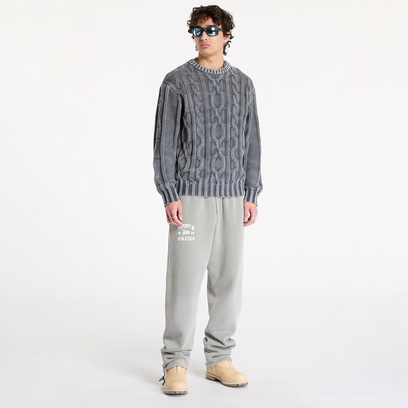 Megztiniai Patta Cable Knitted Cold Dye Jumper UNISEX Titanium