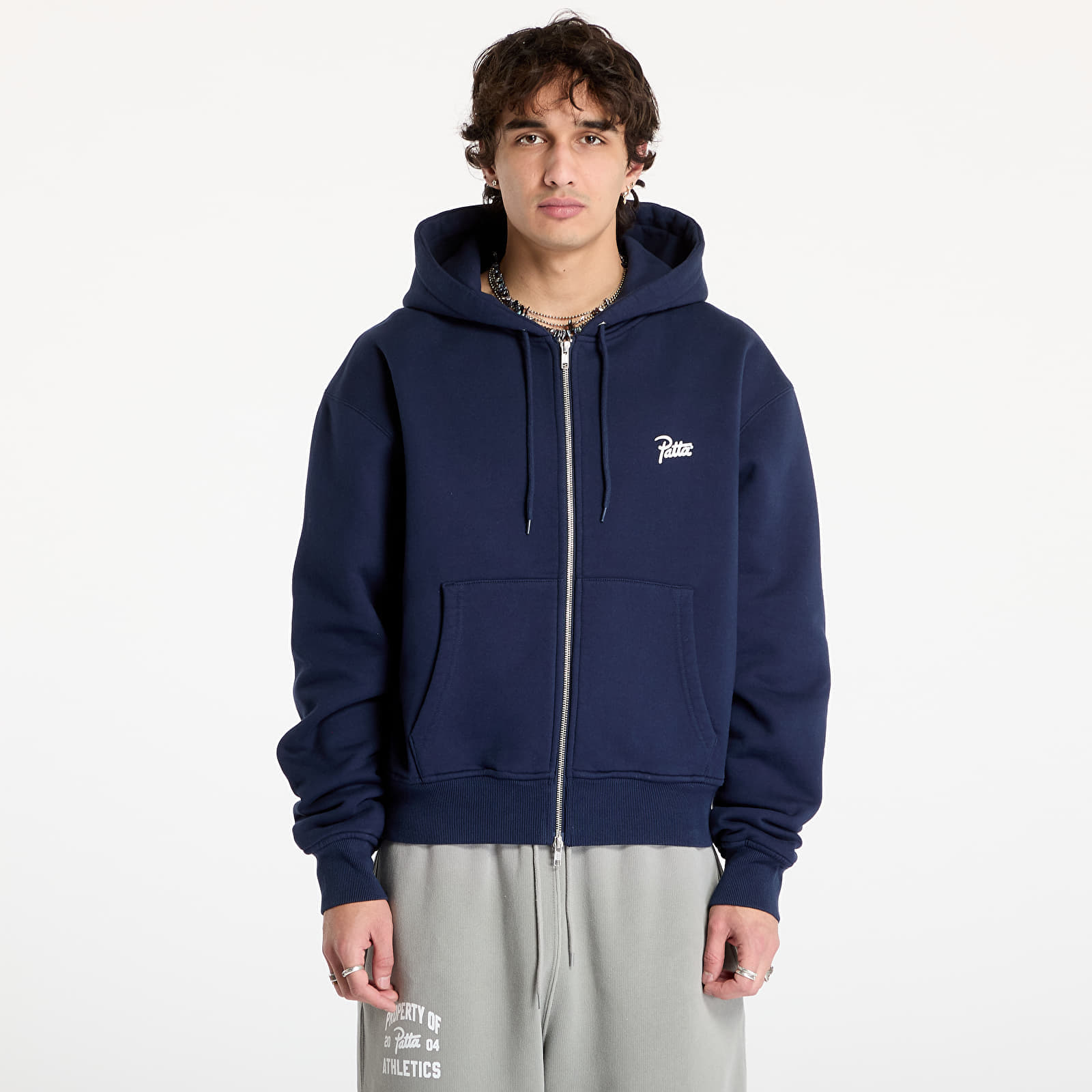 Sweatshirt Patta Classic Zip Up Hooded Sweater (NOS) UNISEX Black Iris M