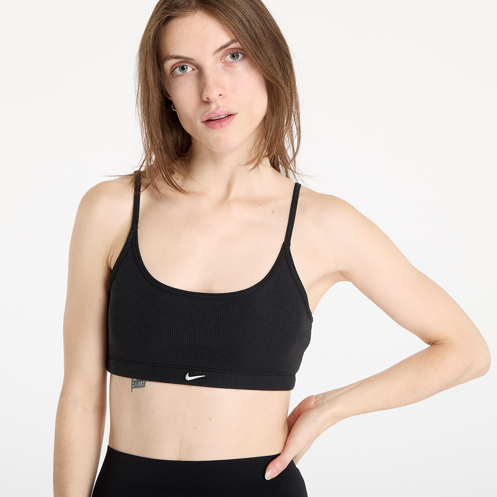 Biustonosze Nike Sportswear Classic Women's Light-Support Lightly Lined Ribbed Scoop-Neck Bra Black/ Black/ Black/ Sail