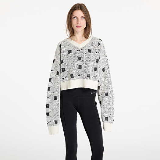Svetr Nike Naomi Osaka Women's Engineered Knit Sweater Pale Ivory/ Black/ Light Orewood Brown