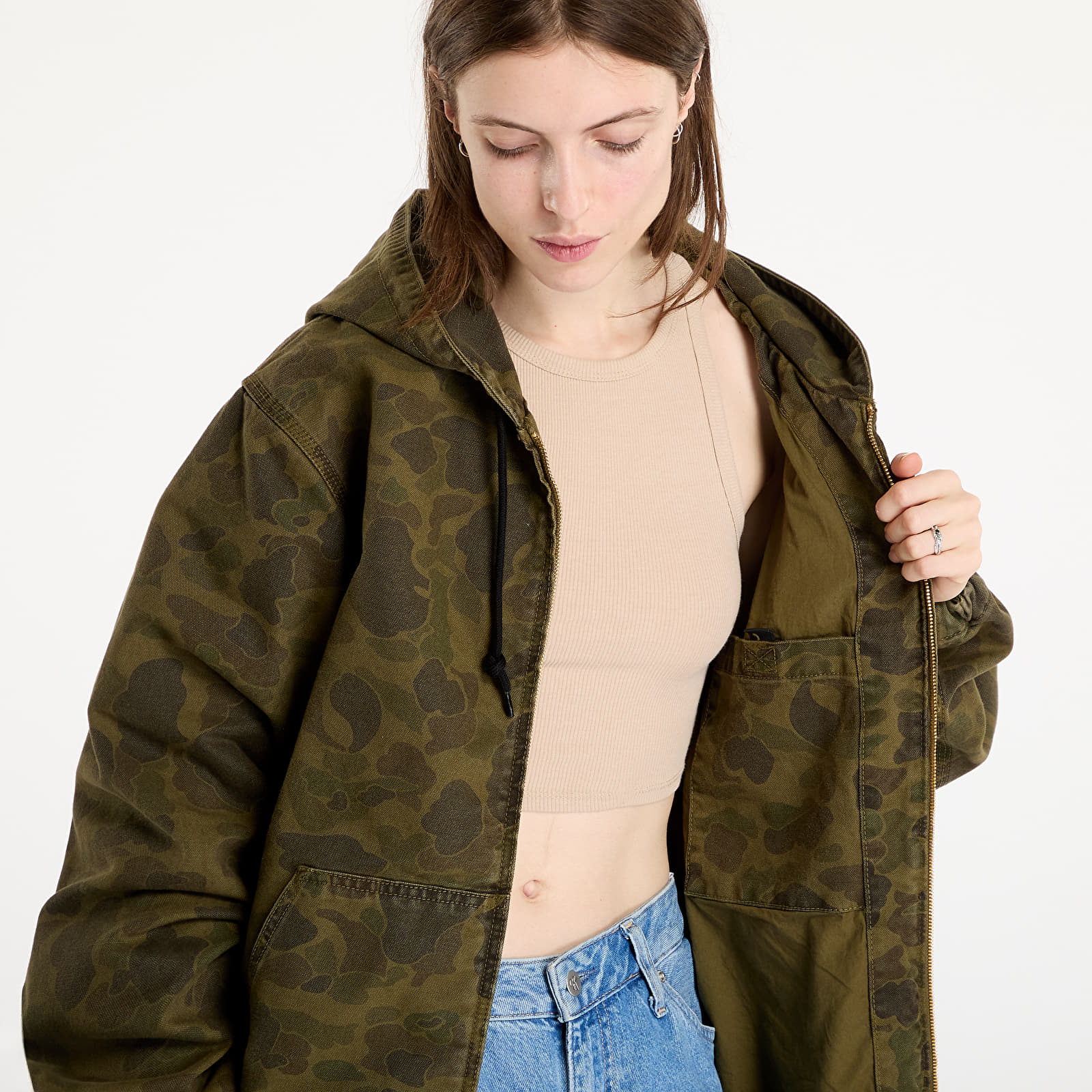 Jakker Carhartt WIP Duck Active Jacket UNISEX Camo Duck/ Green/ Office Green Garment Dyed