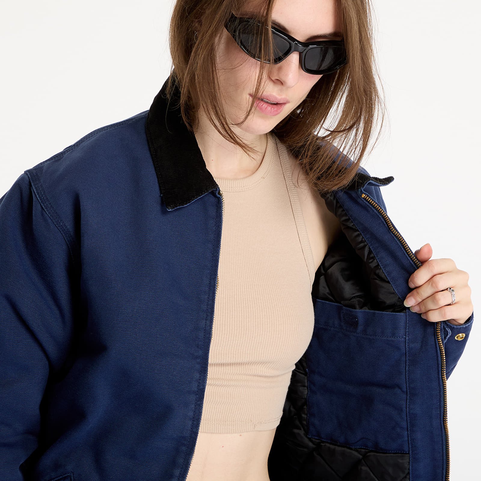 Kurtki Carhartt WIP OG Detroit Jacket UNISEX Air Force Blue/ Black Aged Canvas