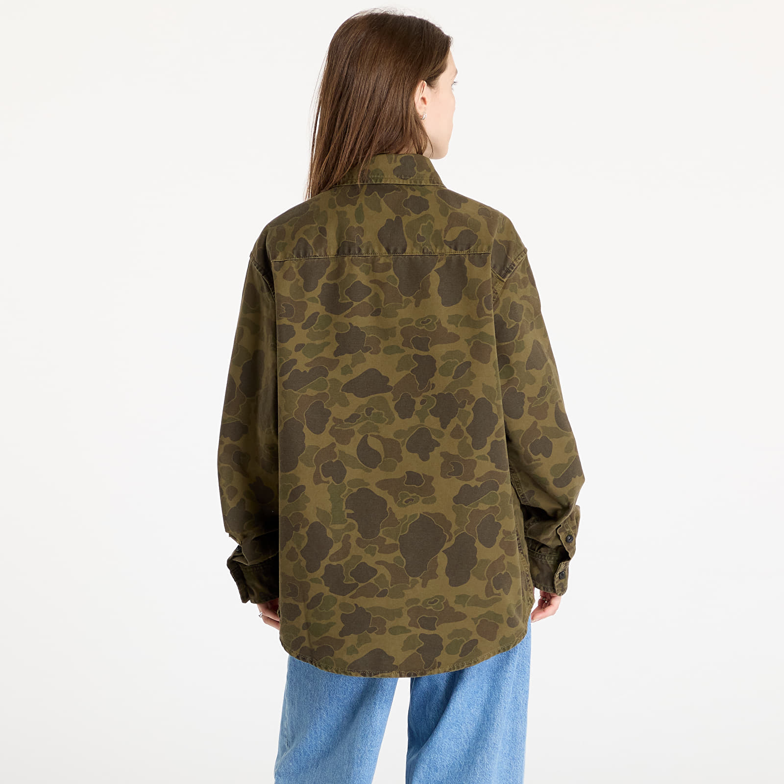 Hemden Carhartt WIP Long Sleeve Duck Shirt UNISEX Camo Duck/ Green/ Office Green Garment Dyed