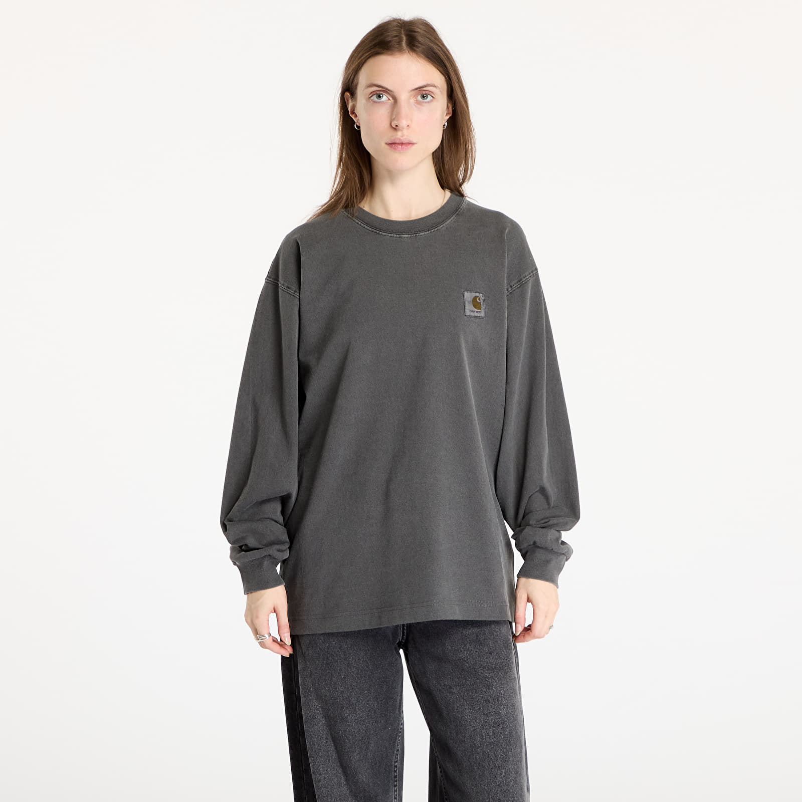 Мъжки тениски Carhartt WIP L/S Vista T-Shirt UNISEX Graphite Garment Dyed