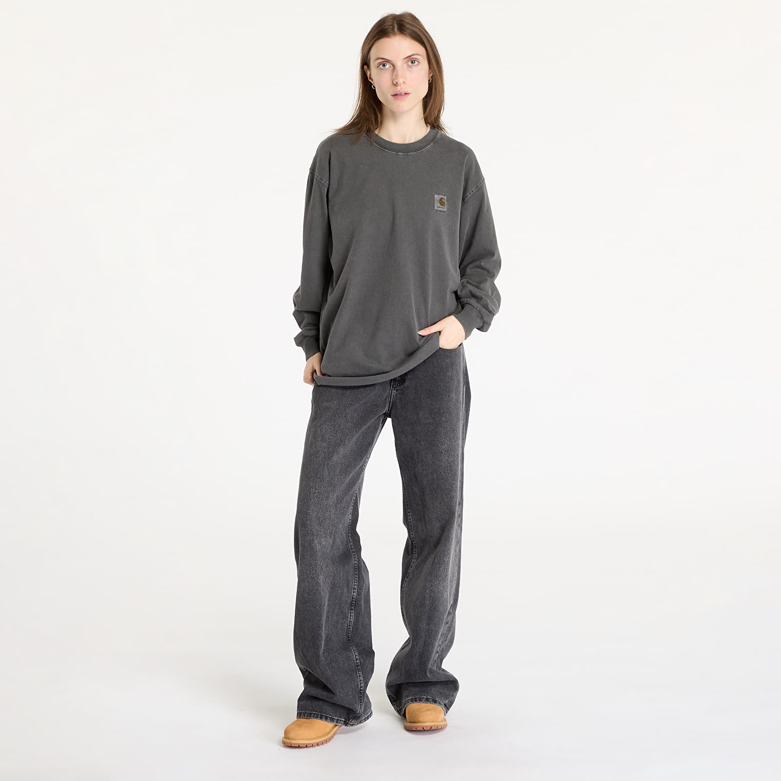 Мъжки тениски Carhartt WIP L/S Vista T-Shirt UNISEX Graphite Garment Dyed
