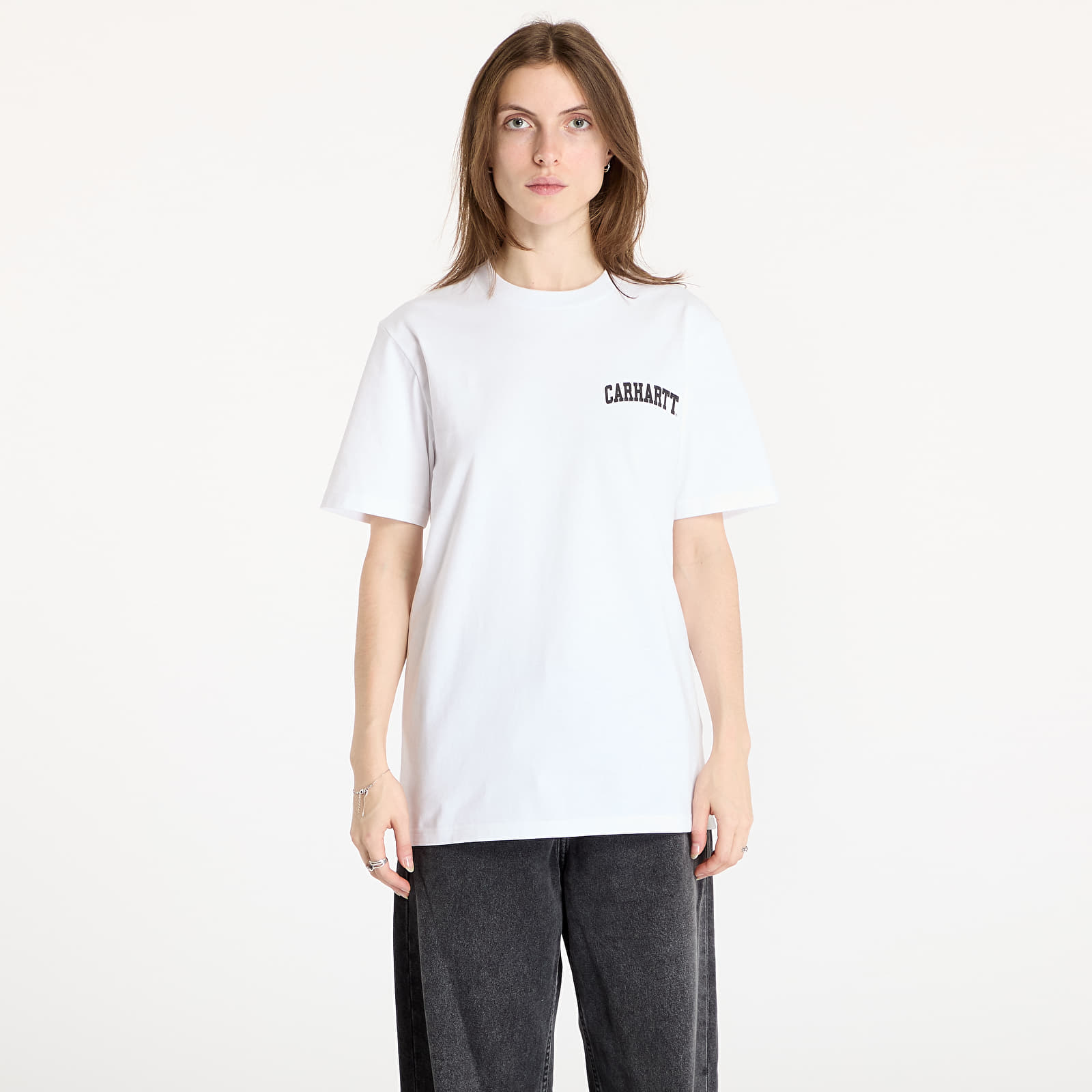 T-shirts homme Carhartt WIP S/S University Script T-Shirt UNISEX White/ Black