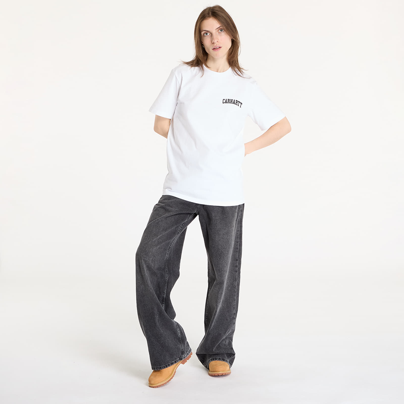 T-shirts homme Carhartt WIP S/S University Script T-Shirt UNISEX White/ Black