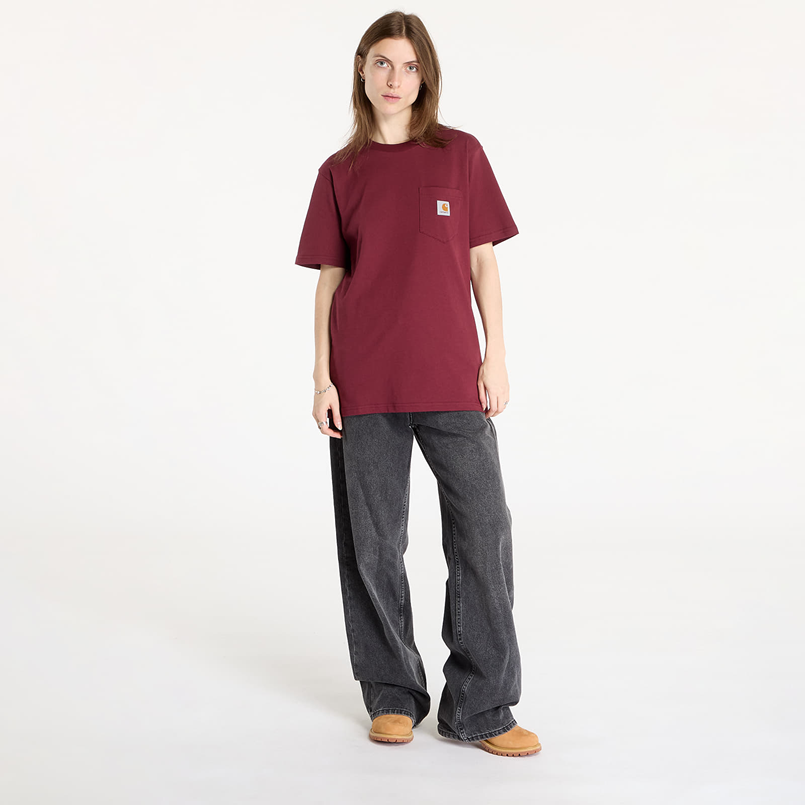 Férfi pólok Carhartt WIP S/S Pocket T-Shirt UNISEX Malbec