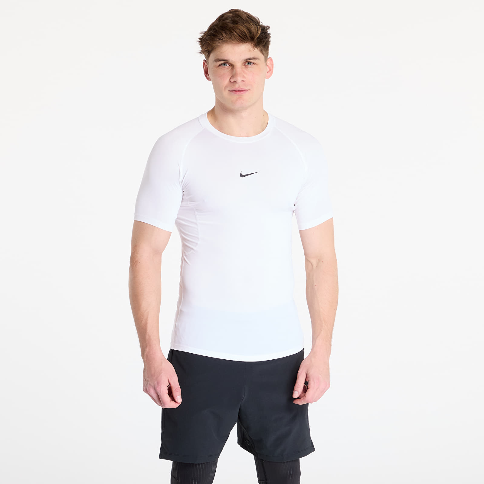 Koszulki Nike Pro Men's Dri-FIT Tight Short-Sleeve Fitness Top White/ Black