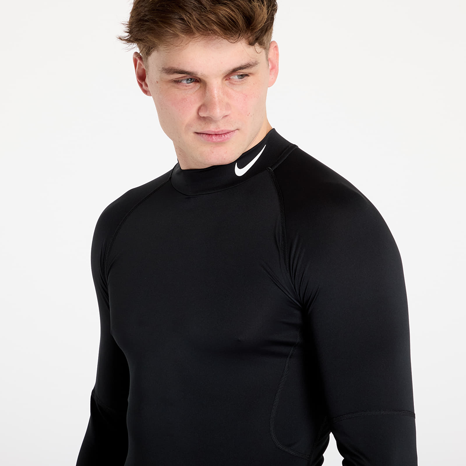 Koszulki na ramiączkach Nike Pro Men's Dri-FIT Fitness Mock-Neck Long-Sleeve Top Black/ White