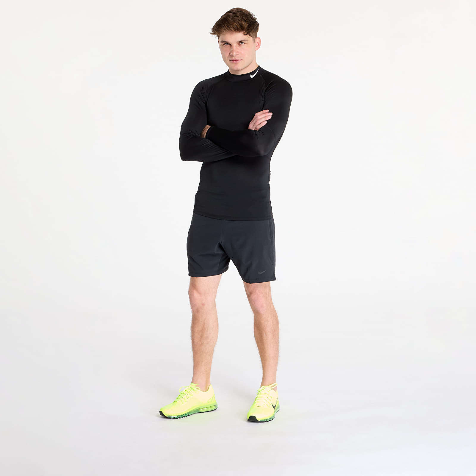 Koszulki na ramiączkach Nike Pro Men's Dri-FIT Fitness Mock-Neck Long-Sleeve Top Black/ White