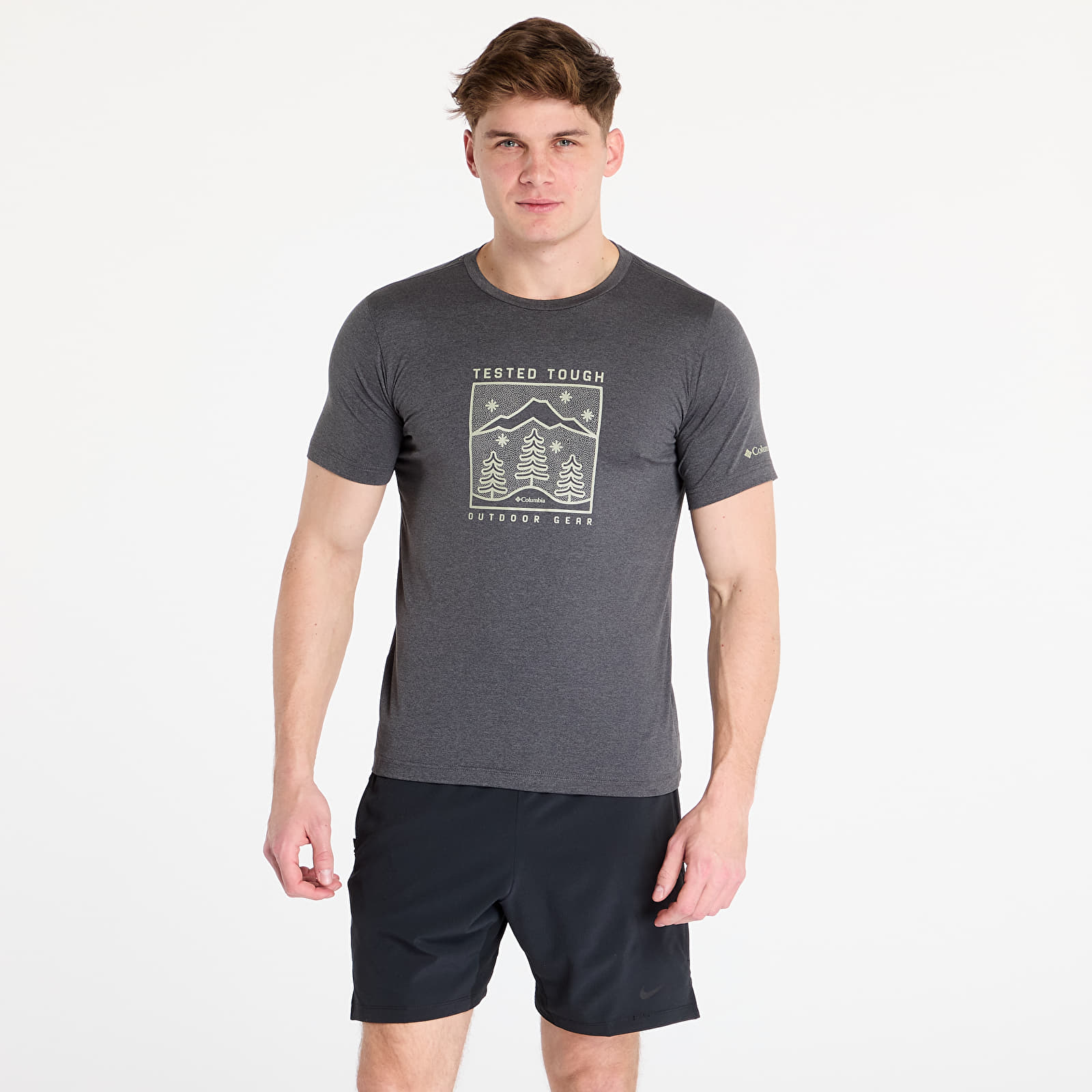 Miesten T-paidat Columbia Kwick Hike™ Graphic Short-sleeve Tee Black Heather