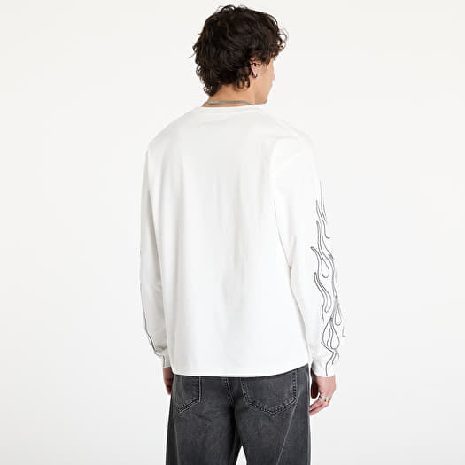 Men's T-shirts PLEASURES Fiery Heavyweight Longsleeve White