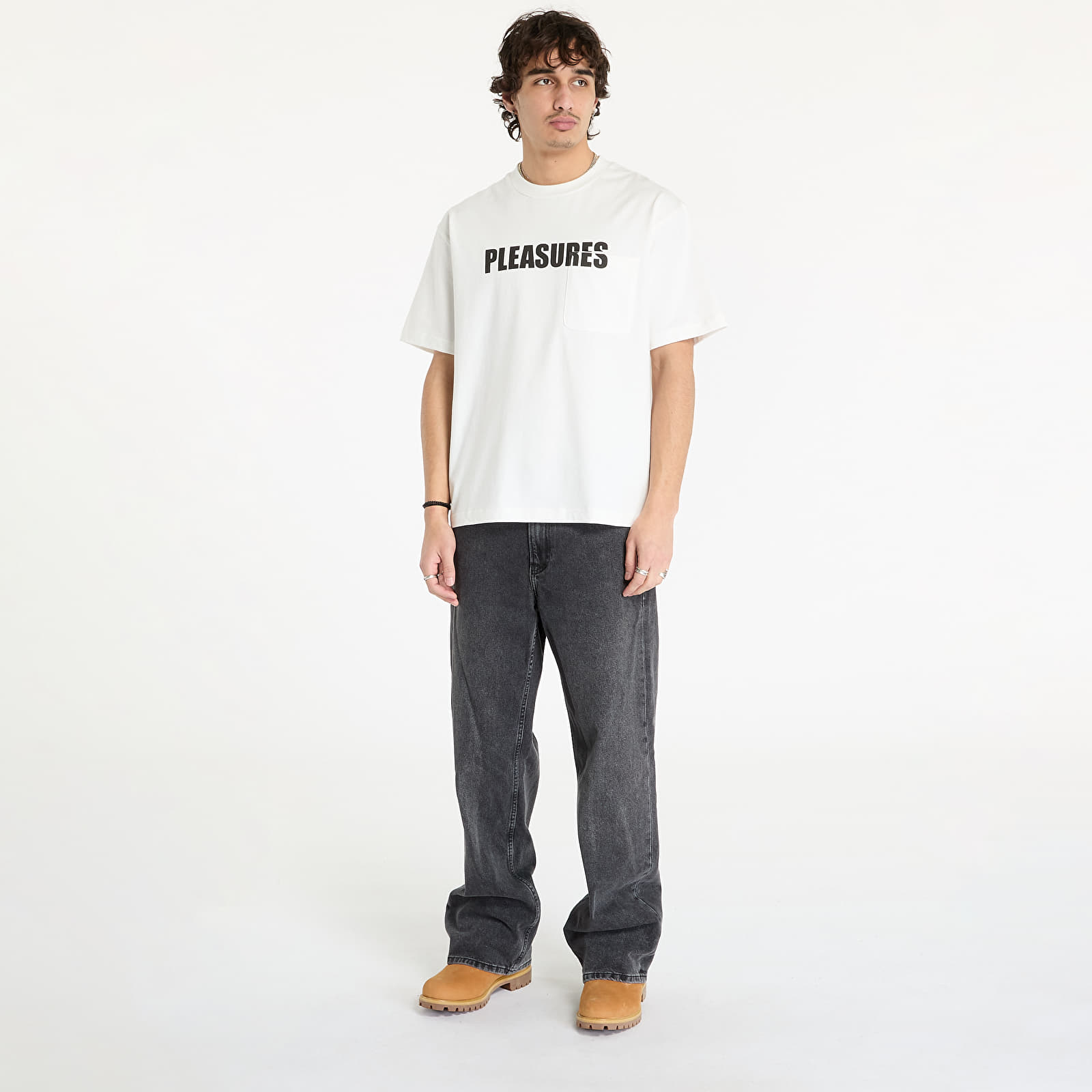 Männer T-Shirts PLEASURES Impact Pocket Heavyweight Shirt White