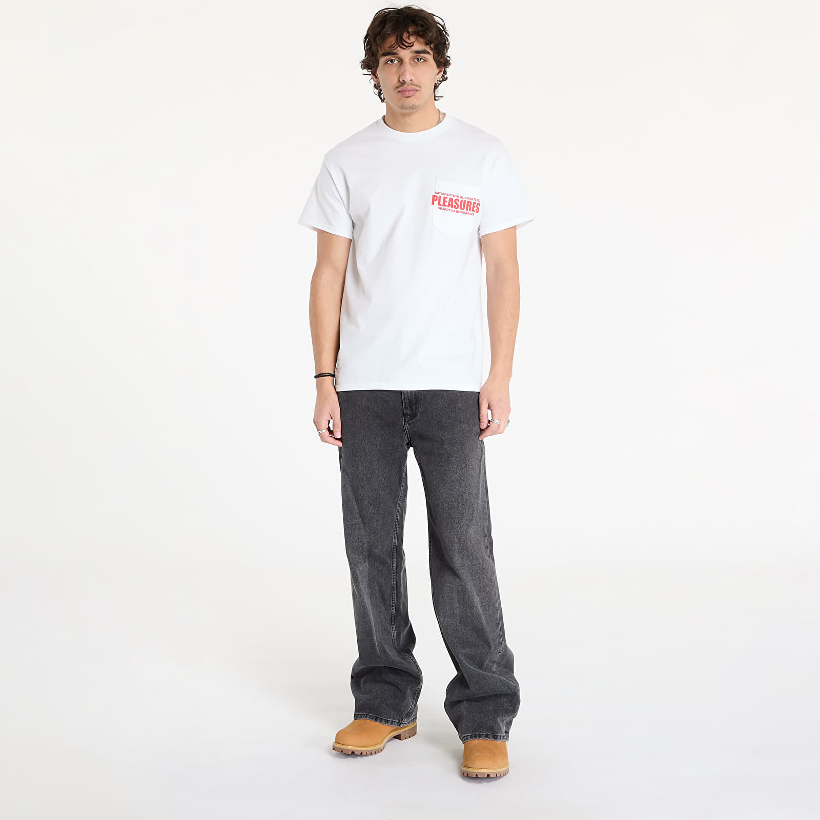 Ανδρικά μπλουζάκια PLEASURES Staff Pocket T-Shirt White