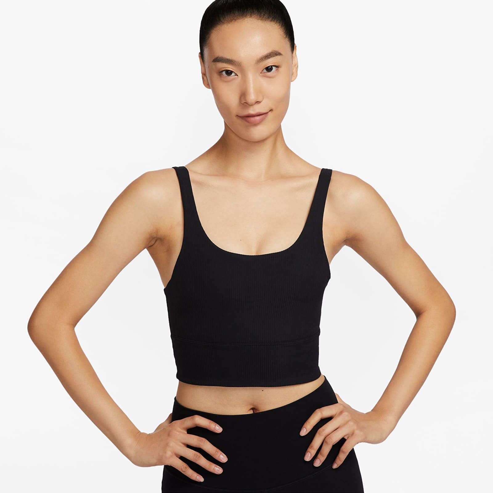 Reggiseno Nike Zenvy Wide Ribbed Women's Light-Support Non-Padded Longline Sports Bra Black/ Black/ Pcg3C XS