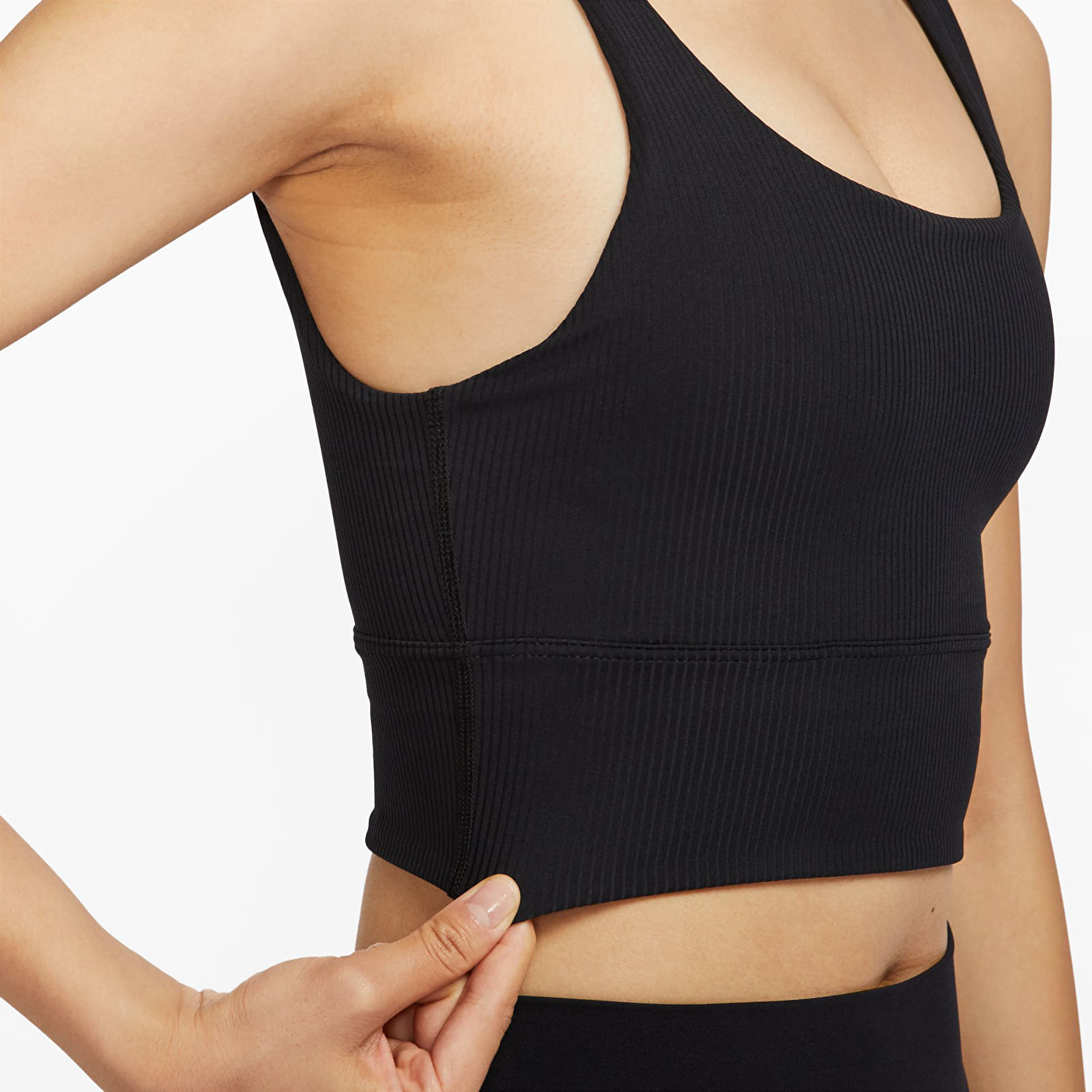 Sujetadores Nike Zenvy Wide Ribbed Women's Light-Support Non-Padded Longline Sports Bra Black/ Black/ Pcg3C