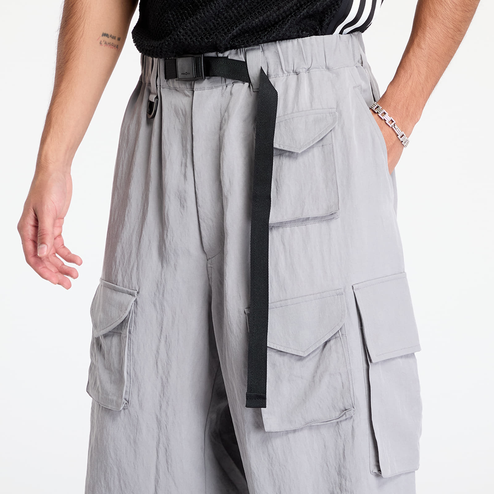 Bukser Y-3 Washed Twill Cargo Pants Solid Grey