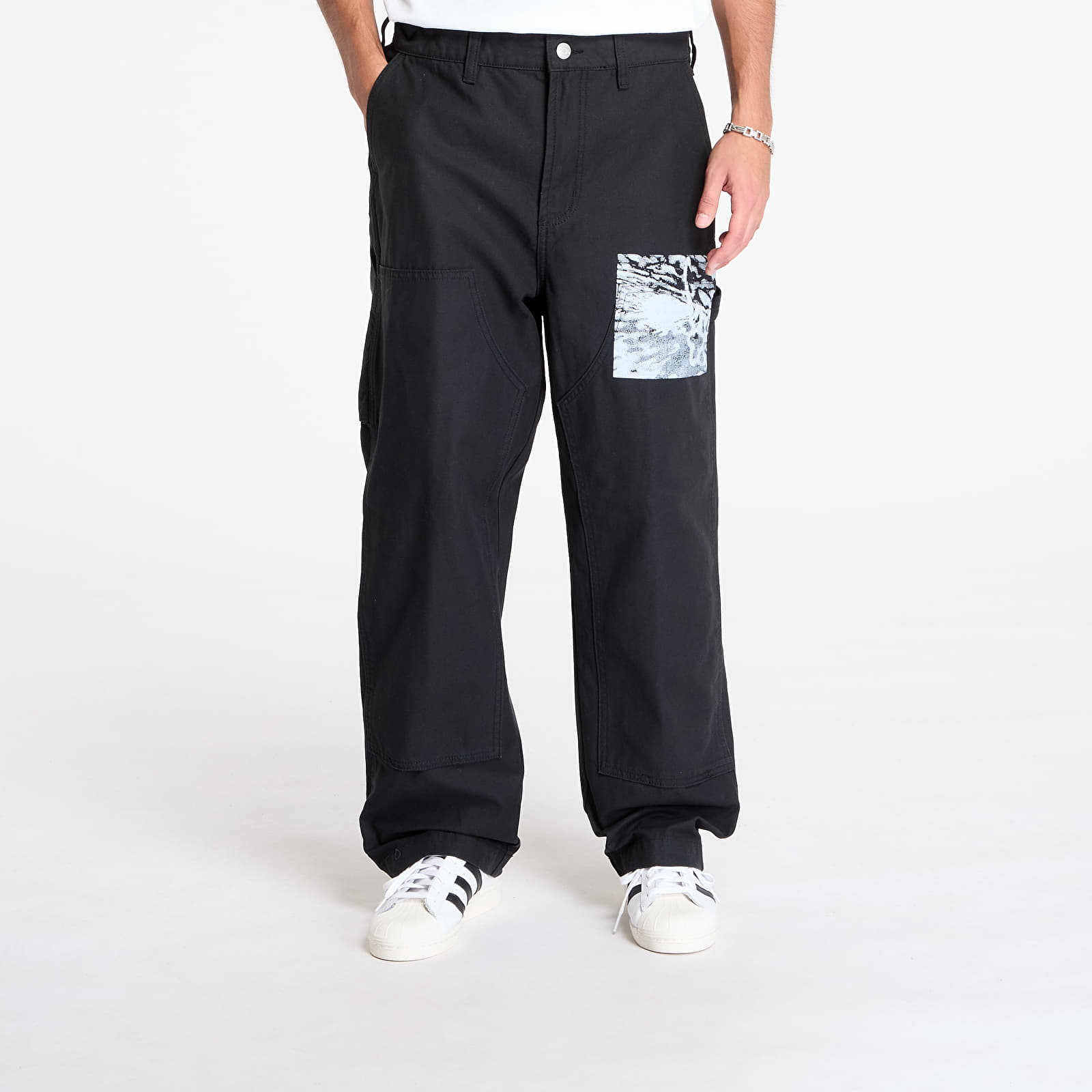 Nadrágok OBEY Big Timer Printed Carpenter Pant Black