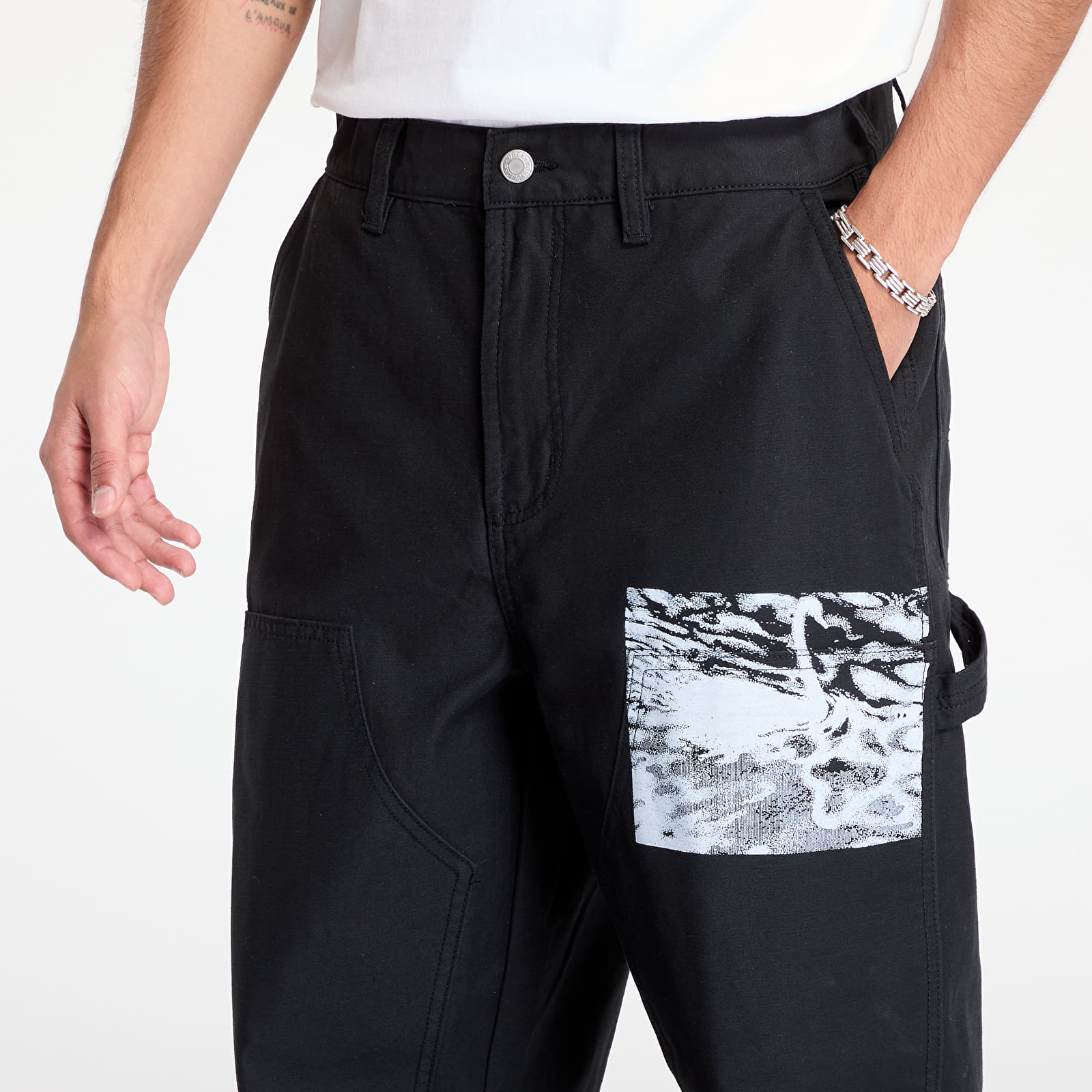 Byxor och jeans OBEY Big Timer Printed Carpenter Pant Black