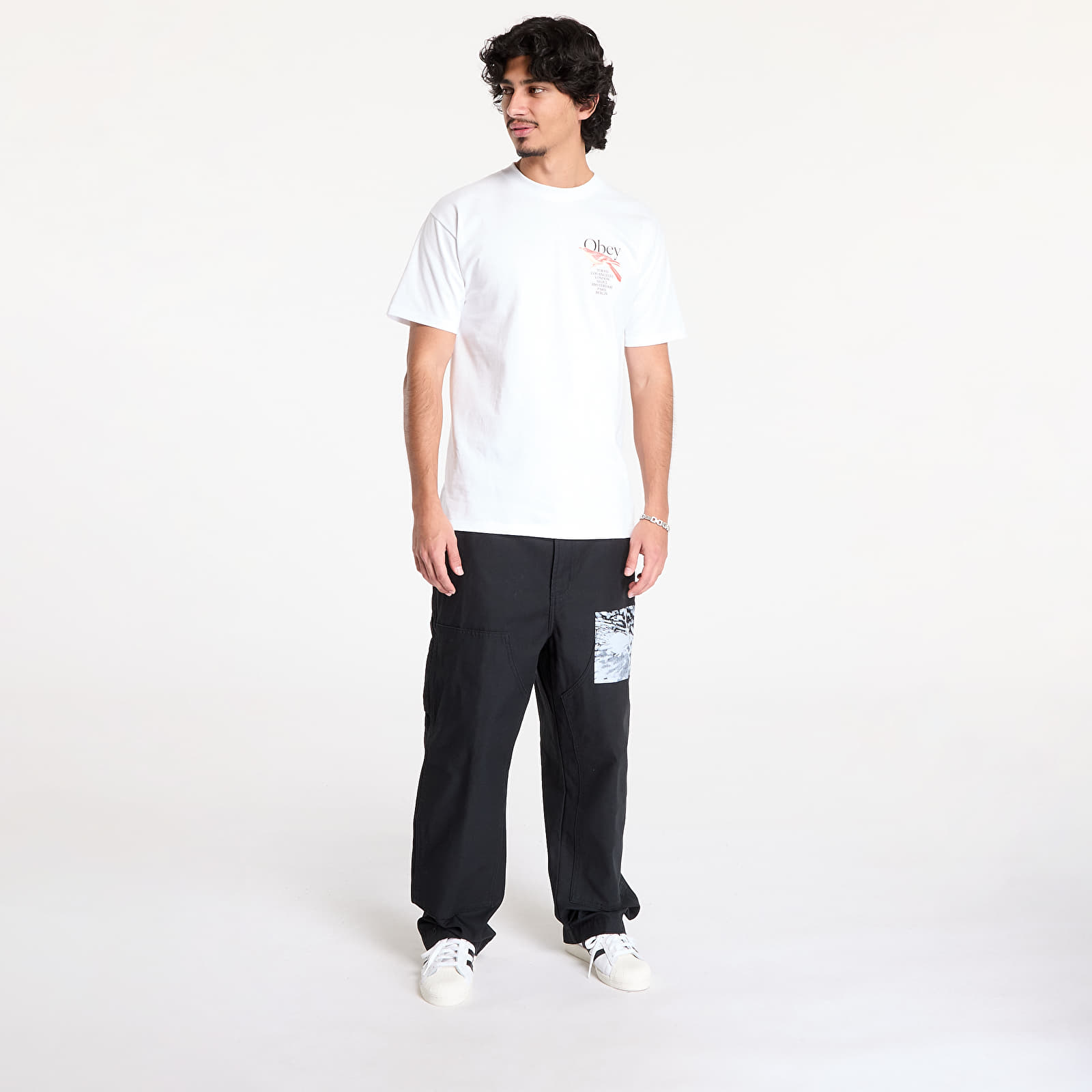 Nadrágok OBEY Big Timer Printed Carpenter Pant Black