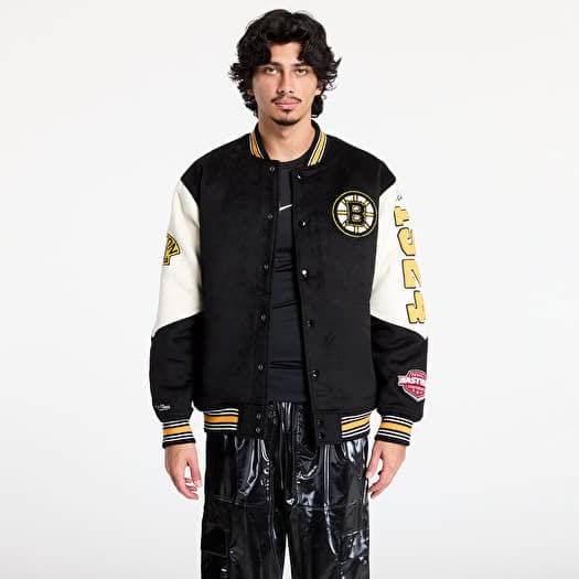 Bomber Mitchell & Ness NHL Team History Varsity Jacket Current Logo Bruins Black