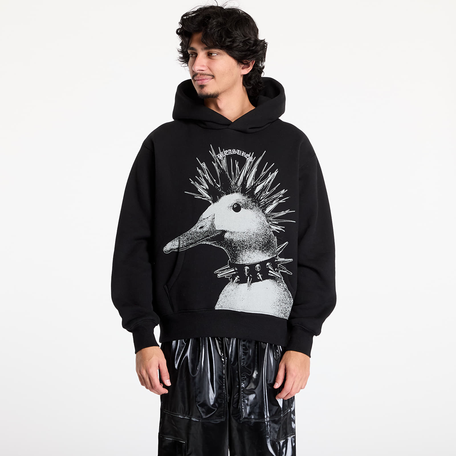 Férfi kapucnis pulcsik PLEASURES Punk Duck Hoodie Black
