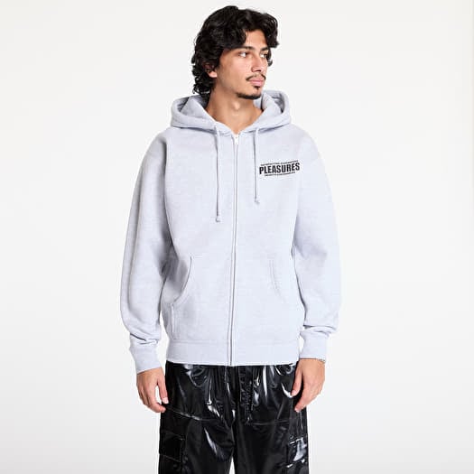 PLEASURES Staff Zip Hoodie Heather Grey