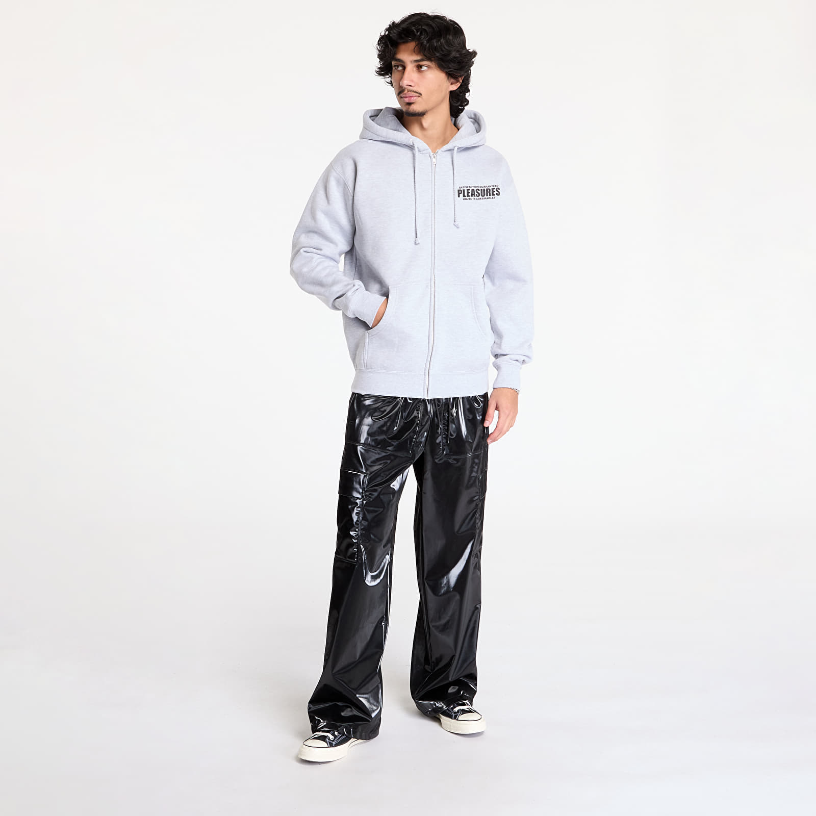 Men's hoodies PLEASURES Staff Zip Hoodie Heather Grey
