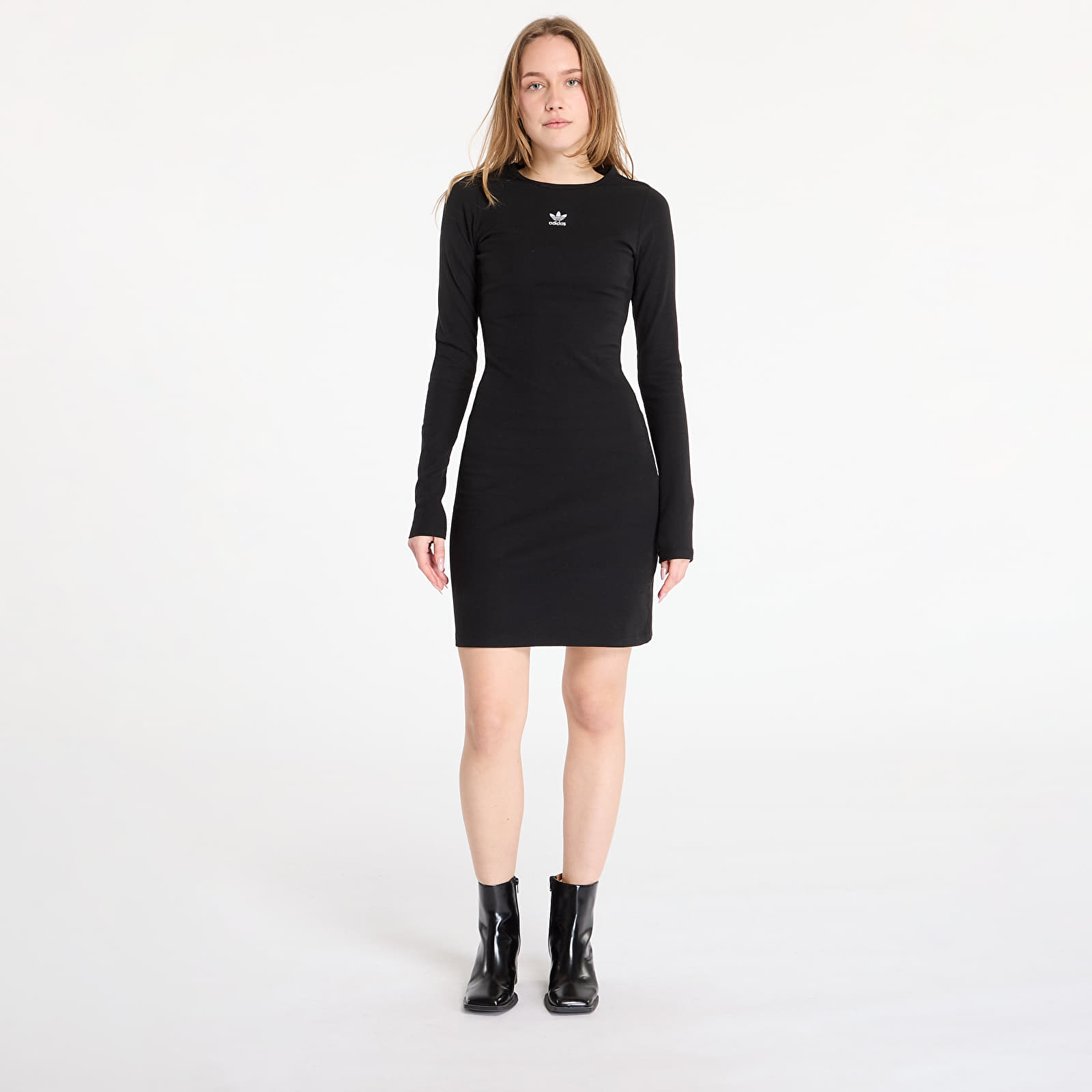 Dress adidas Essentials Rib Long Sleeve Dress Black