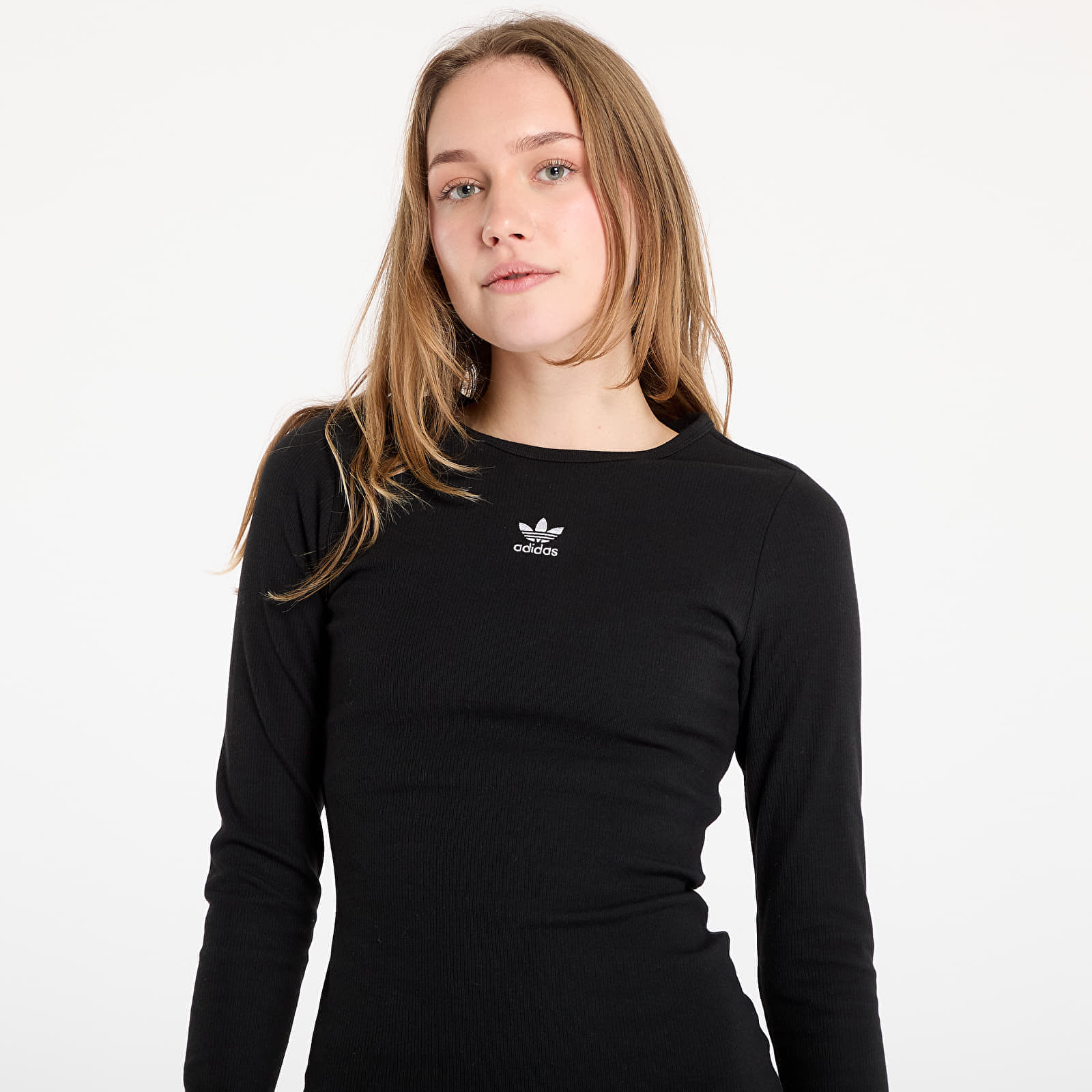 adidas Essentials Rib Long Sleeve Dress Black - 1 | YEO