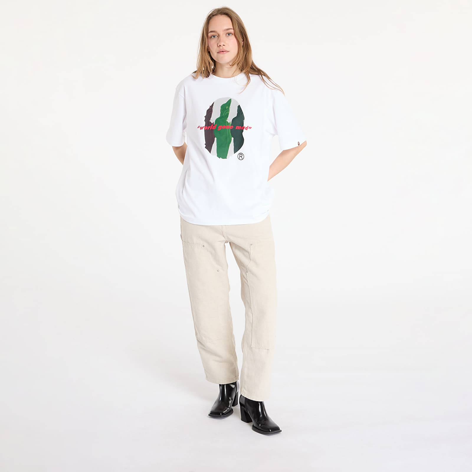 T-Shirts A BATHING APE Shark Shinji Ape Head Relaxed Fit Tee White