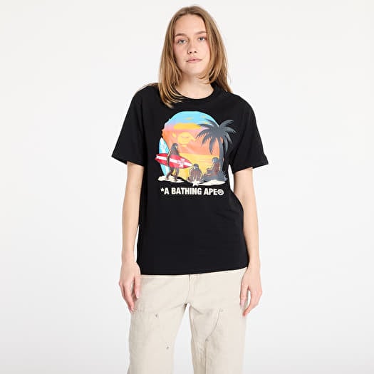 T-shirt A BATHING APE Sunset Beach Ape Head Tee M Black