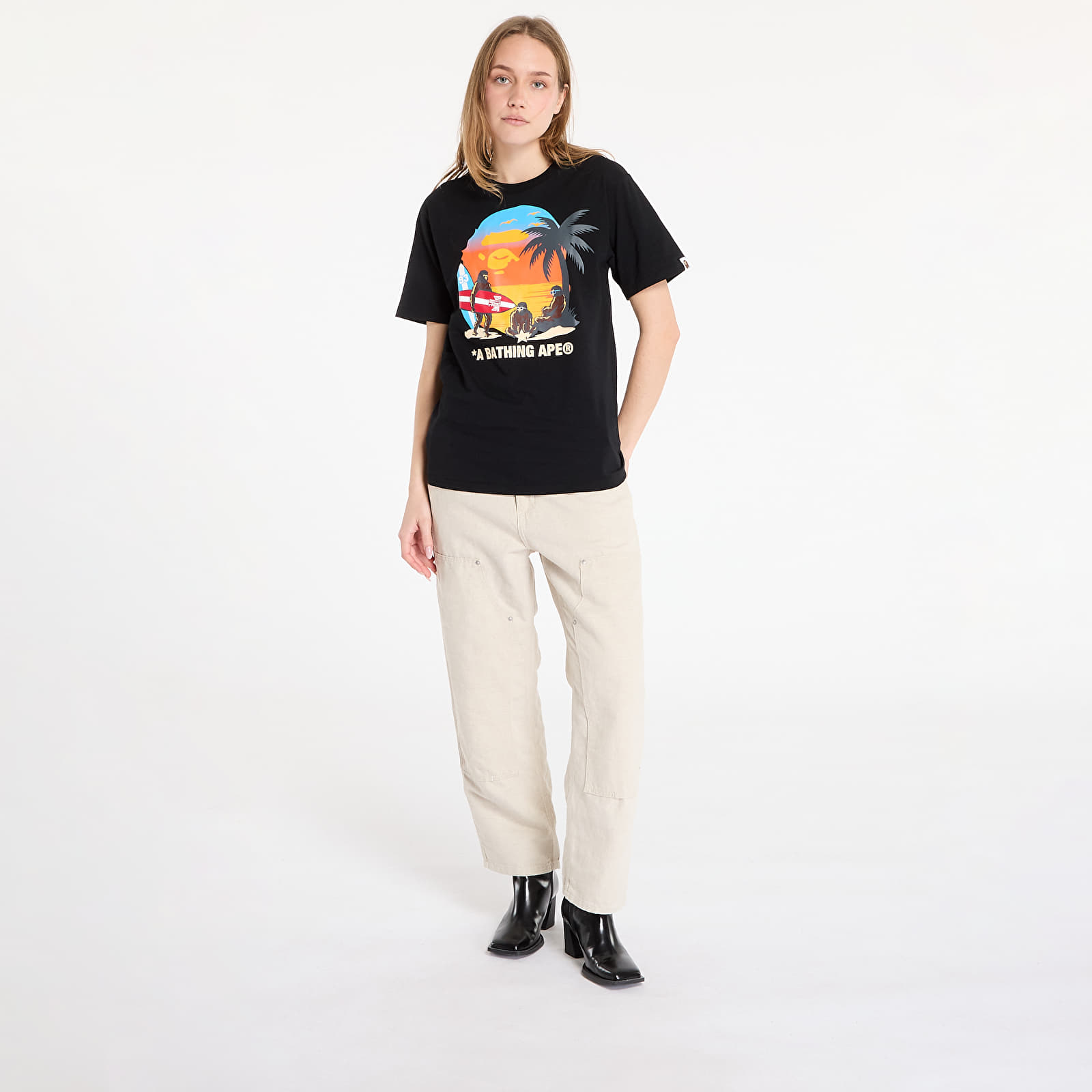 Tričká A BATHING APE Sunset Beach Ape Head Tee M Black