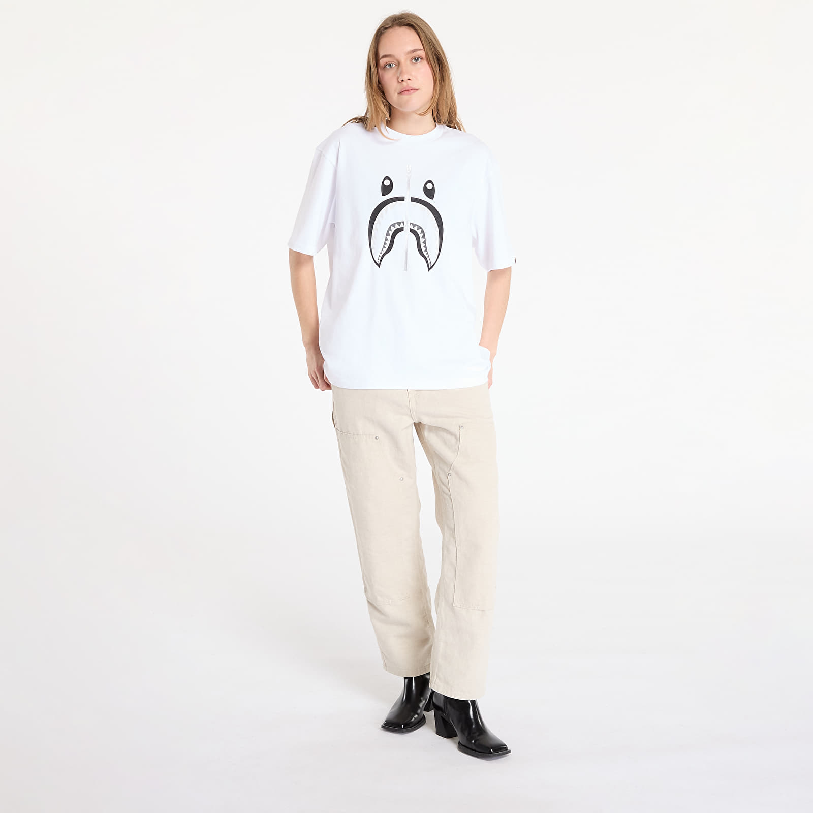 Pólók A BATHING APE Shark Tee White