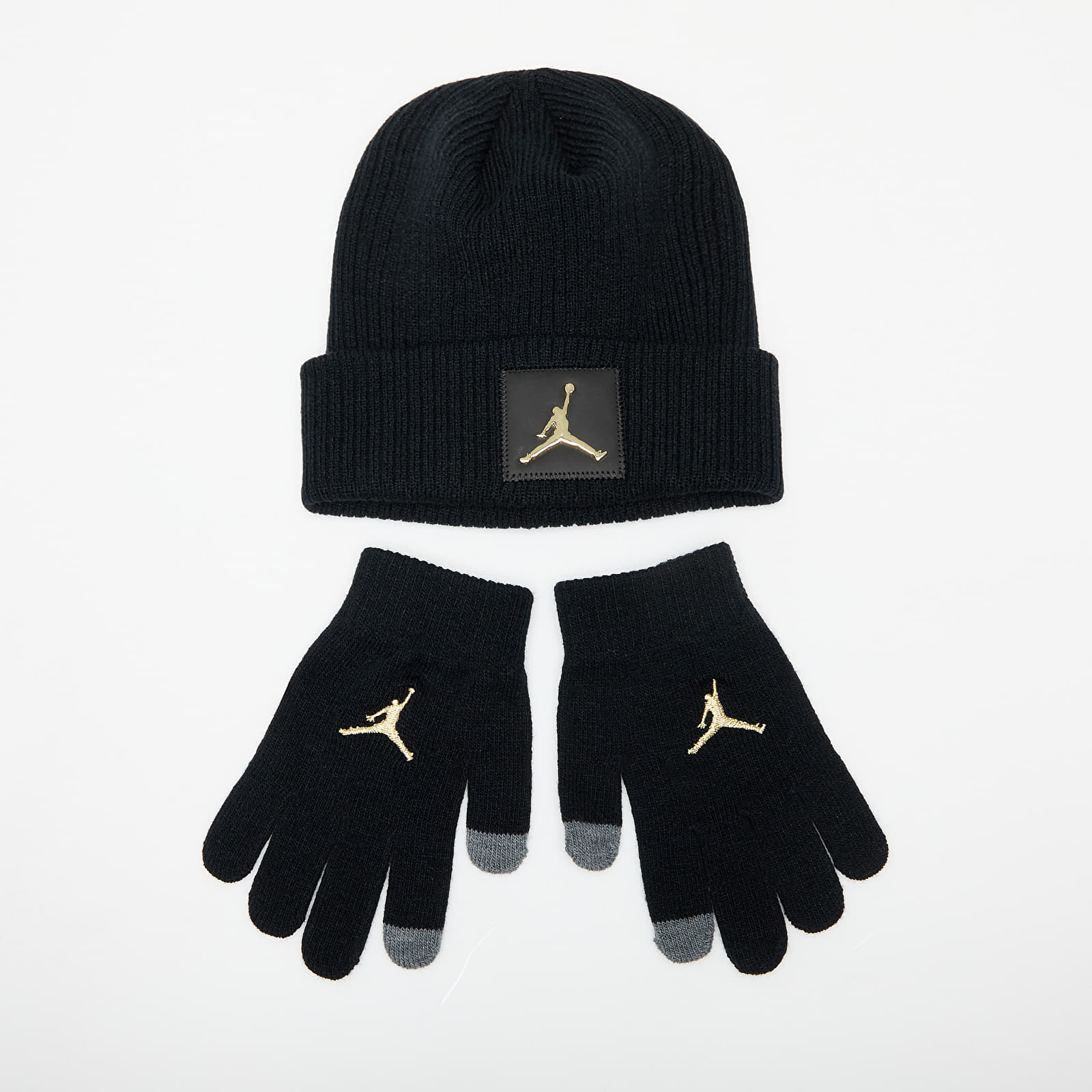 Hats caps Jordan Metal Jumpman Patch Beanie Set Black Gold Footshop