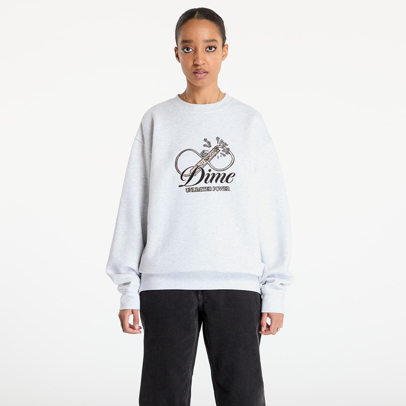 Hanorac DIME Cursive Power Crewneck UNISEX Ash - 1 | YEO