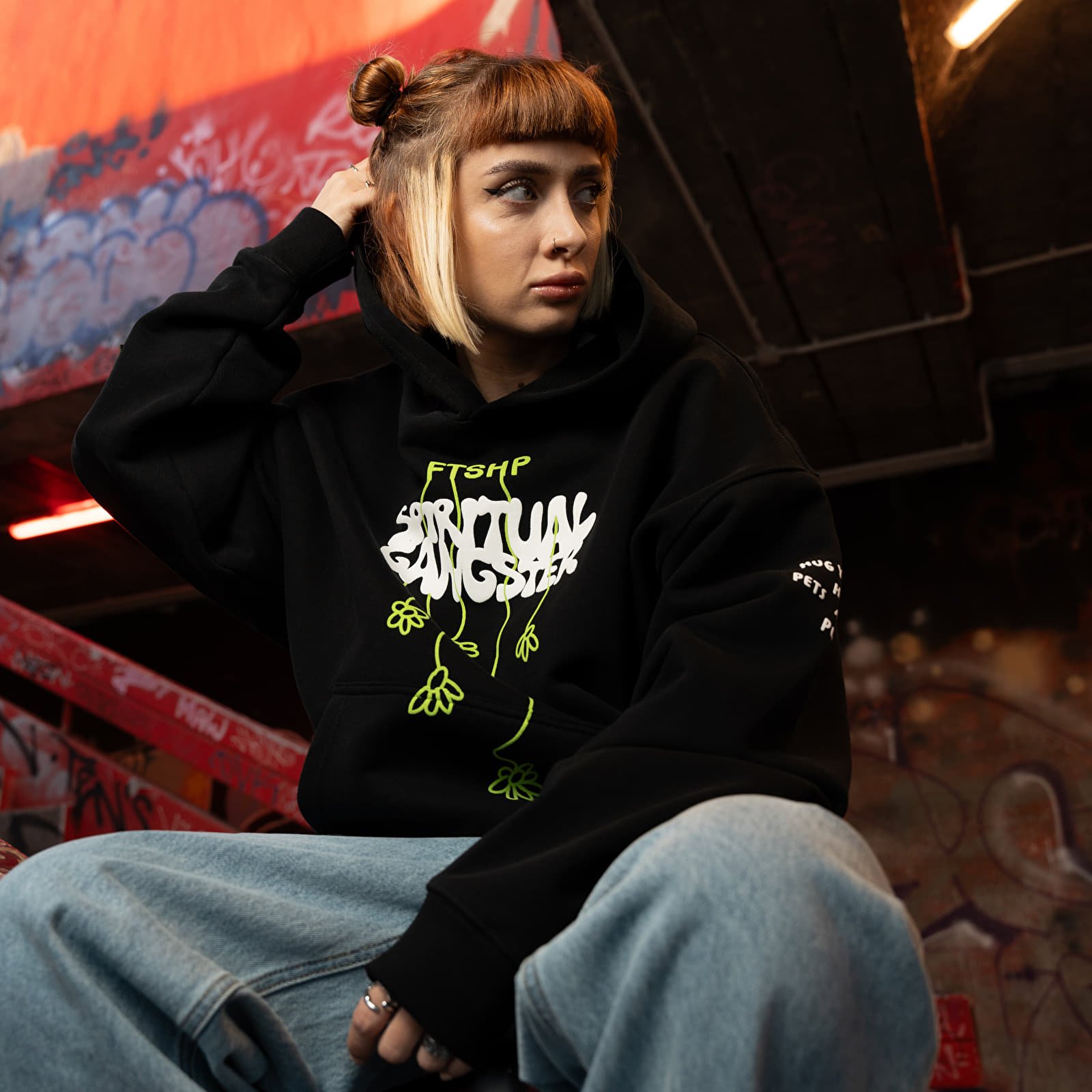 Mikiny FTSHP x Spiritual Gangster Hoodie UNISEX Black