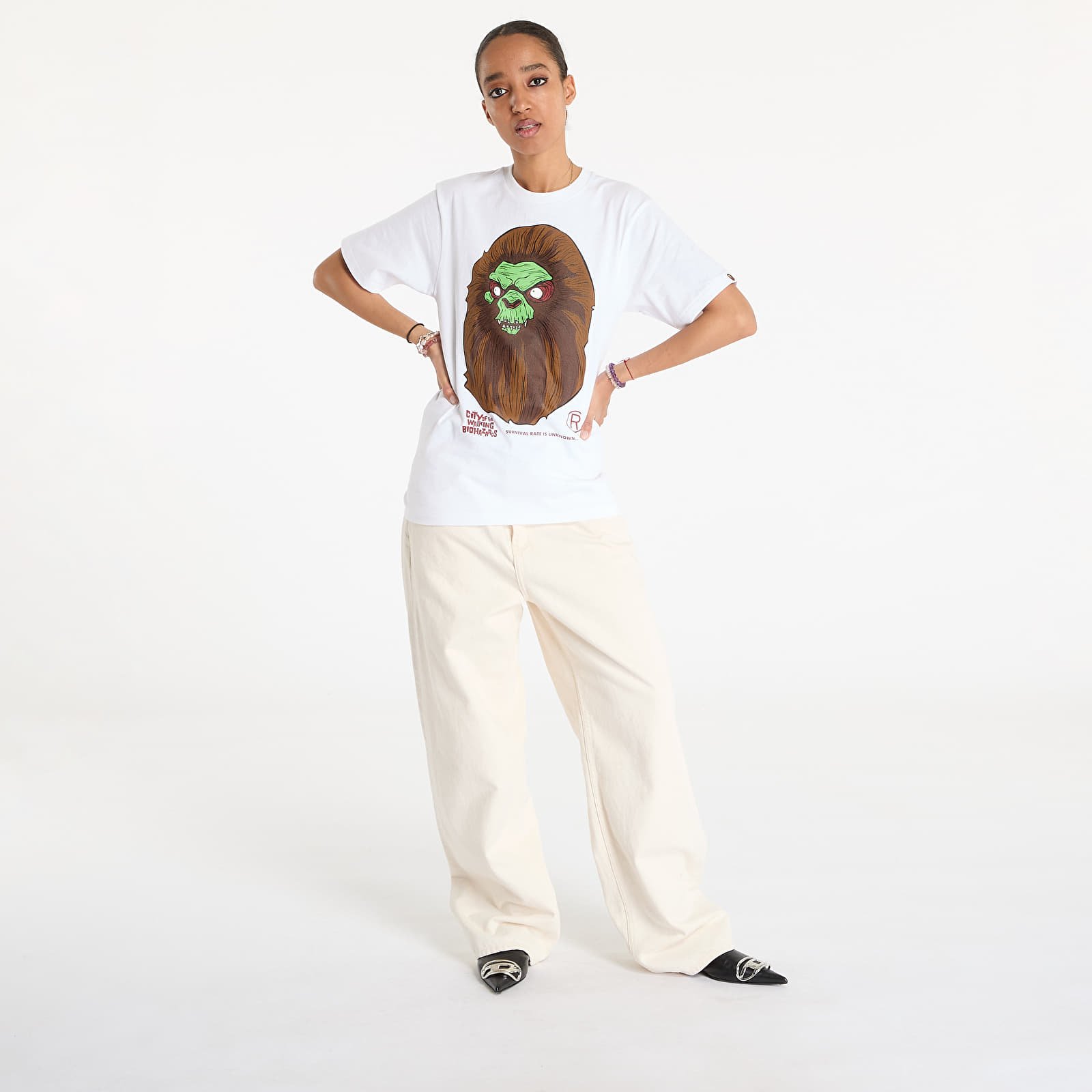 Pólók A BATHING APE Bape Horror Mad Face UNISEX Tee White