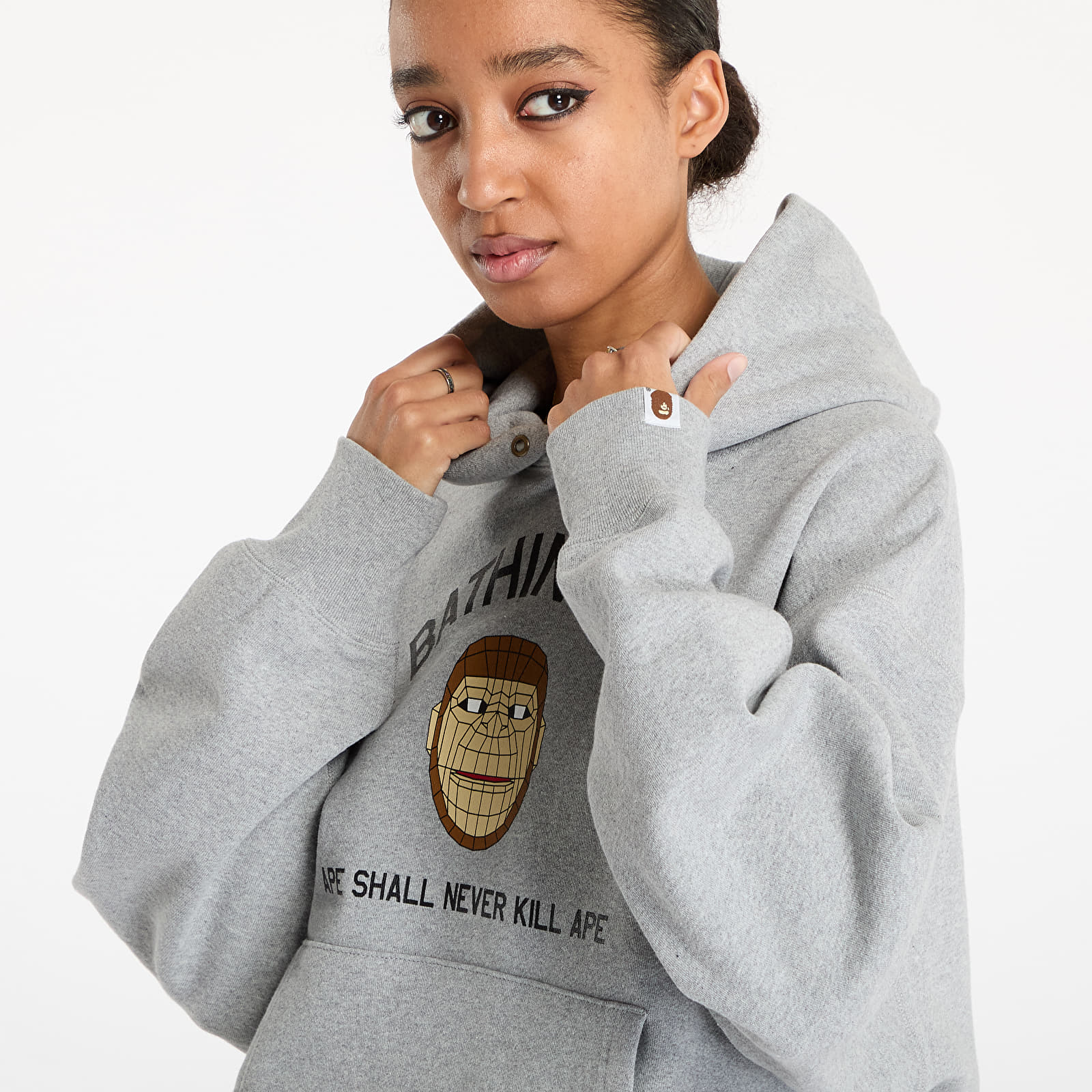Mikiny A BATHING APE Polygon Relaxed Fit Pullover UNISEX Hoodie Gray