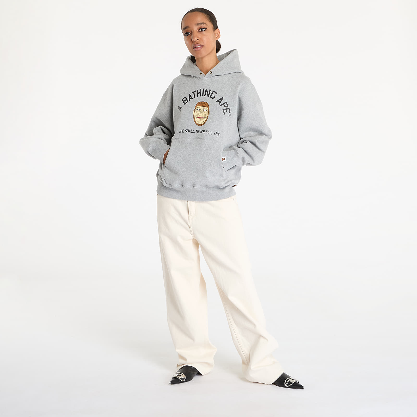 Mikiny A BATHING APE Polygon Relaxed Fit Pullover UNISEX Hoodie Gray
