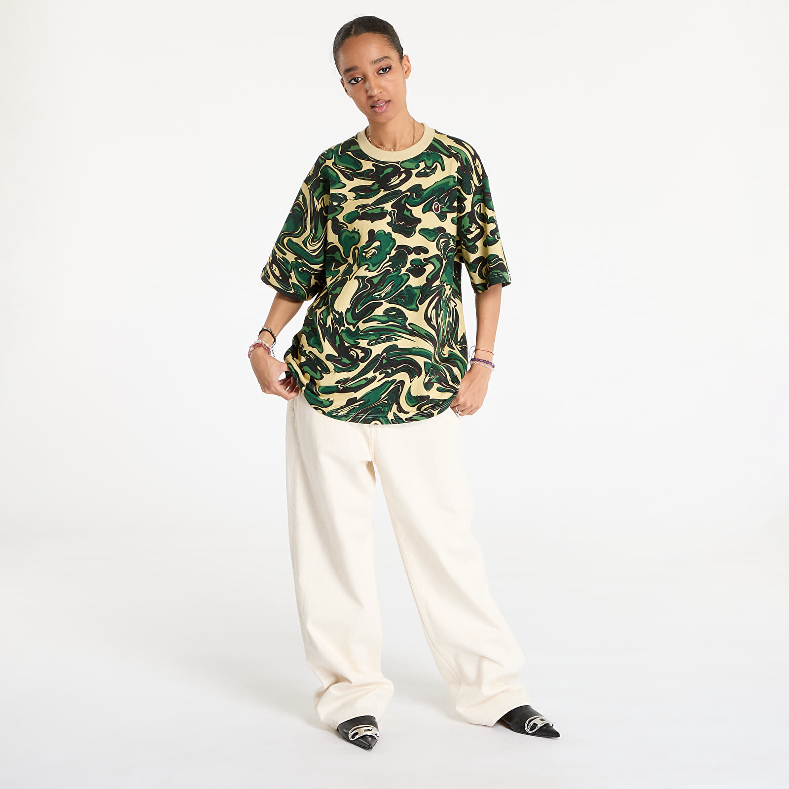 Majice T-shirt A BATHING APE Marbling Camo One Point Relaxed Fit Tee UNISEX Green